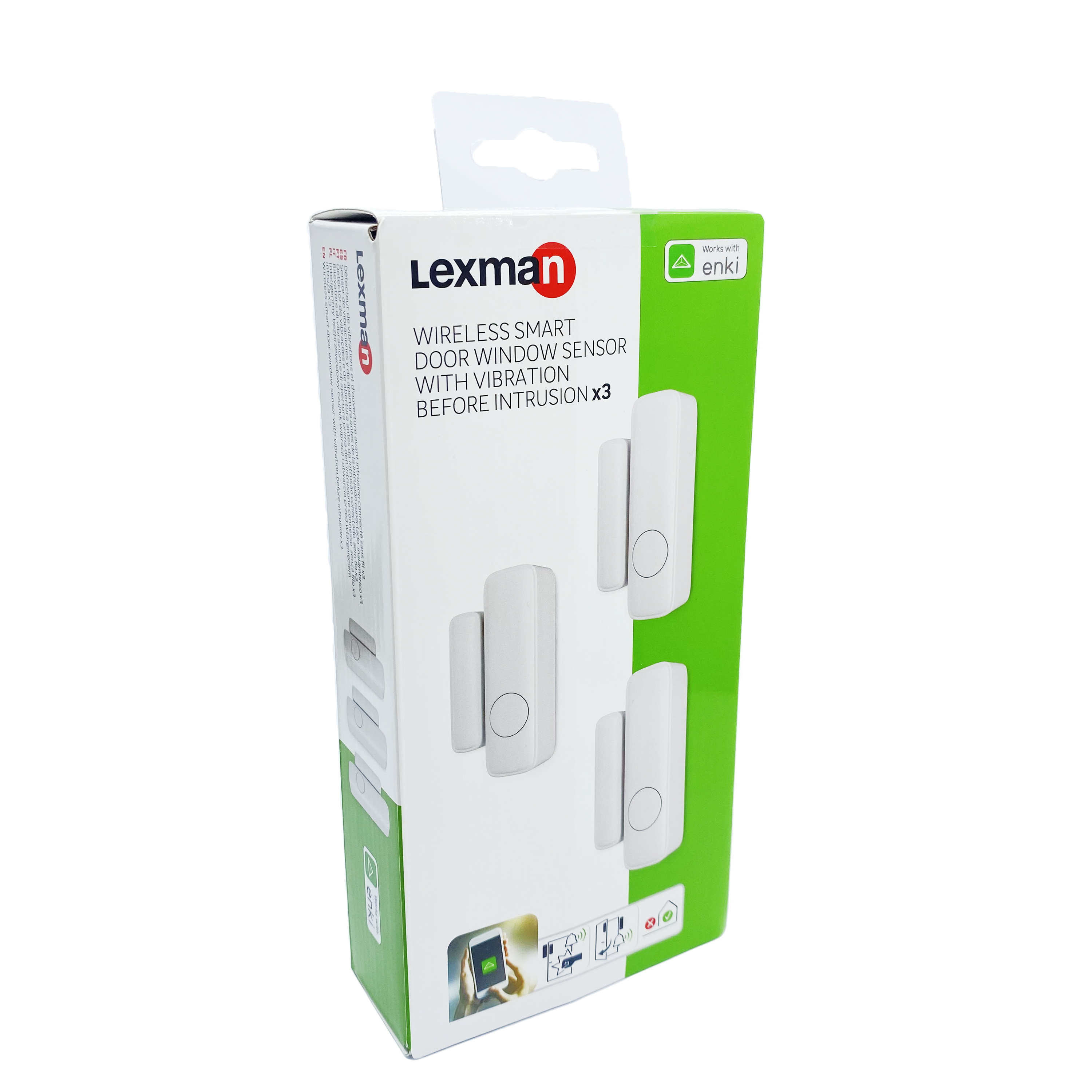 Lot de 3 détecteurs d'ouverture et vibration connecté, LEXMAN - 9