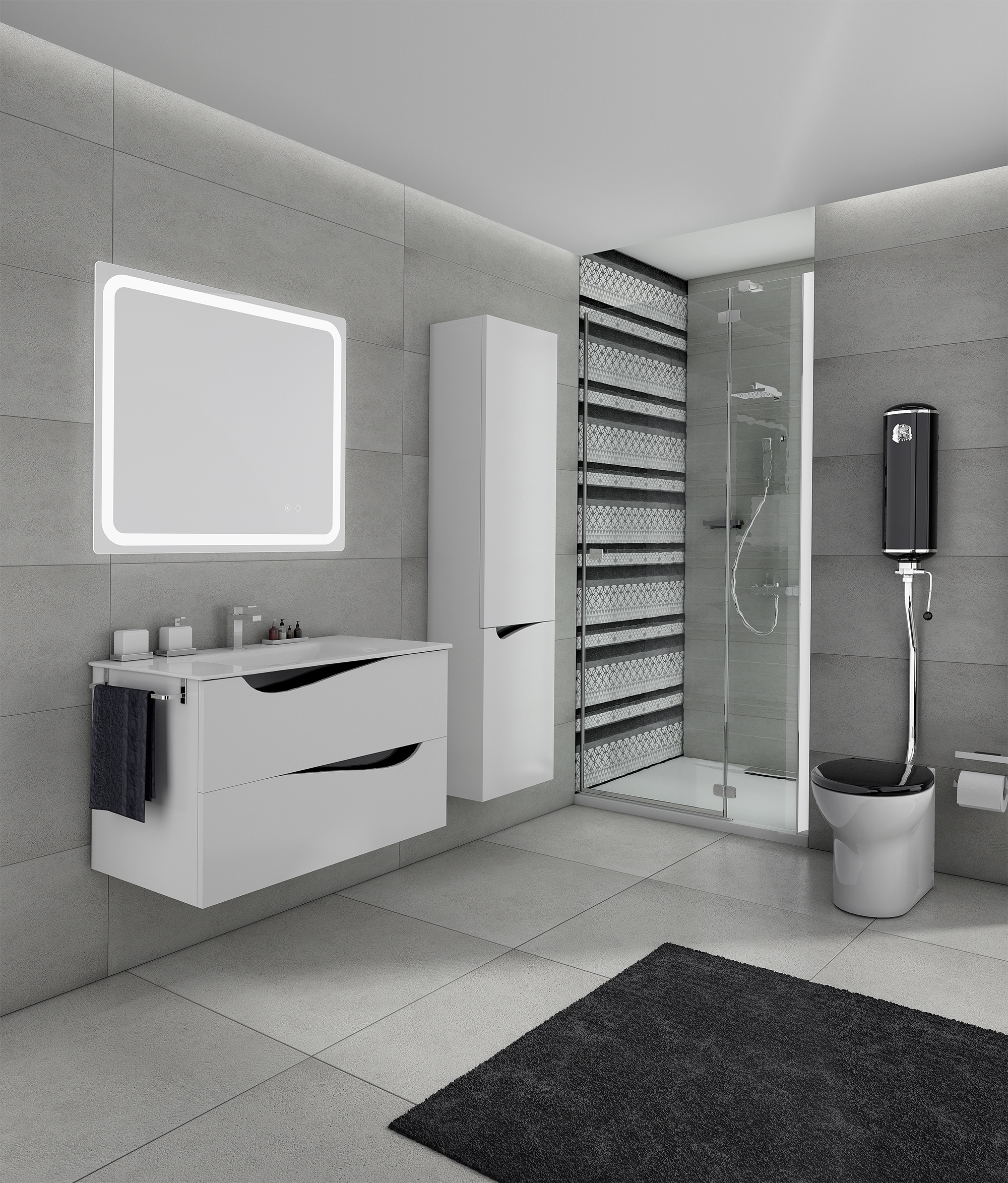 Móvel de casa de banho NEW LINE BRANCO/PRETO 80 - 3