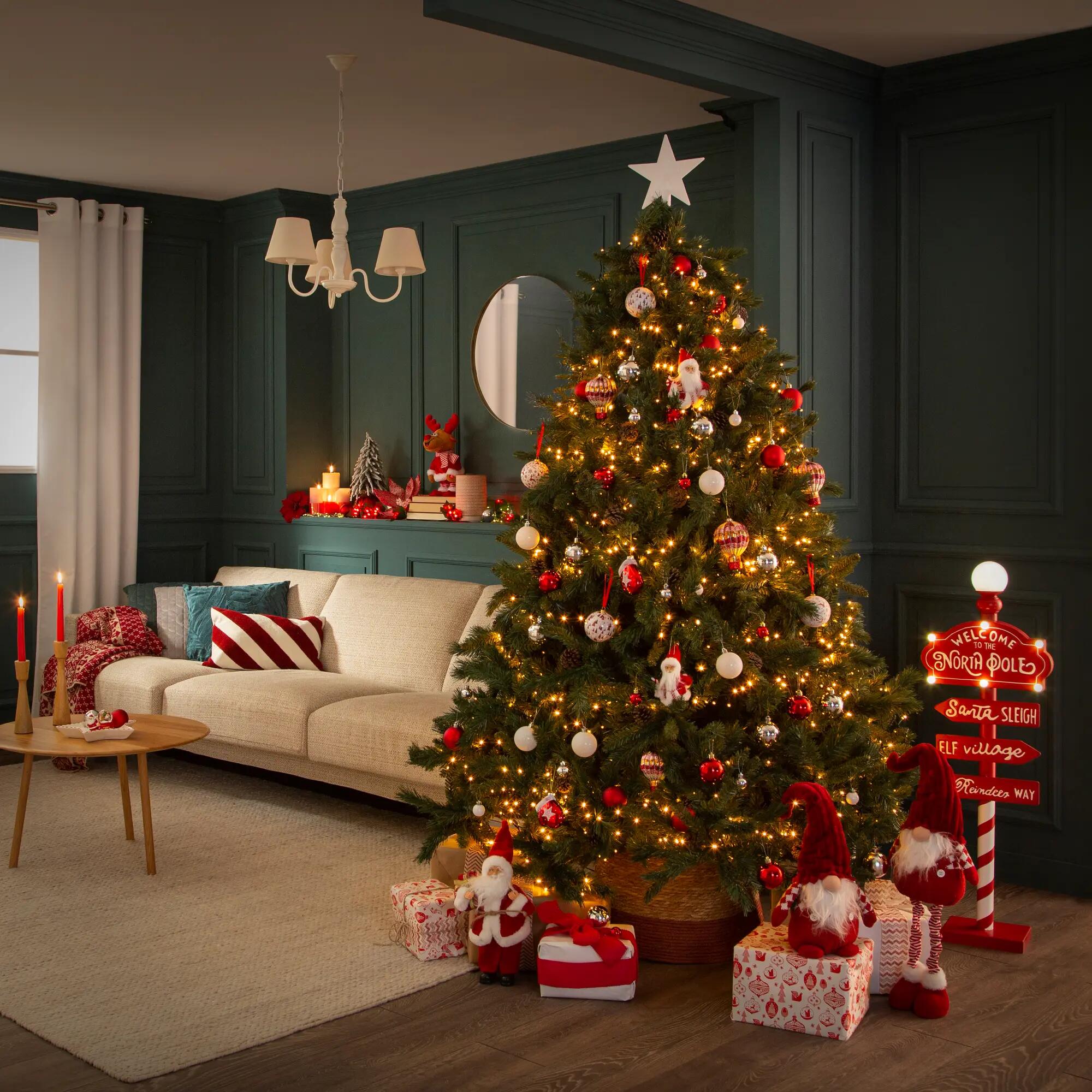 Árvore De Natal Decorada Vermelho Com Juta 60cm - Art Home Decoração