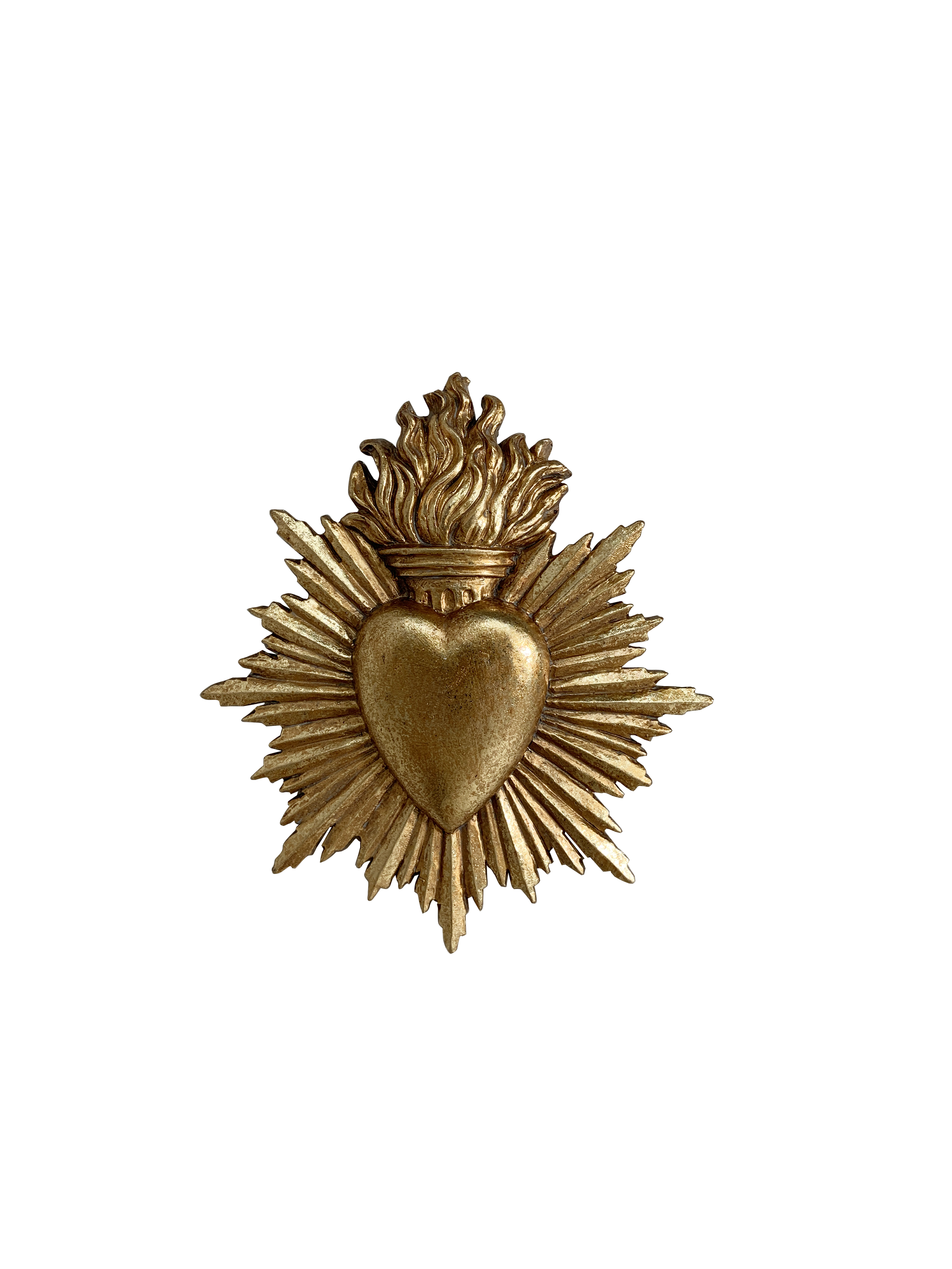 Ex-Voto Sacré-Cœur Décoratif Avec Couronne De Laurier Dorée - 11.4x8.9cm - Décoration Murale Baroque