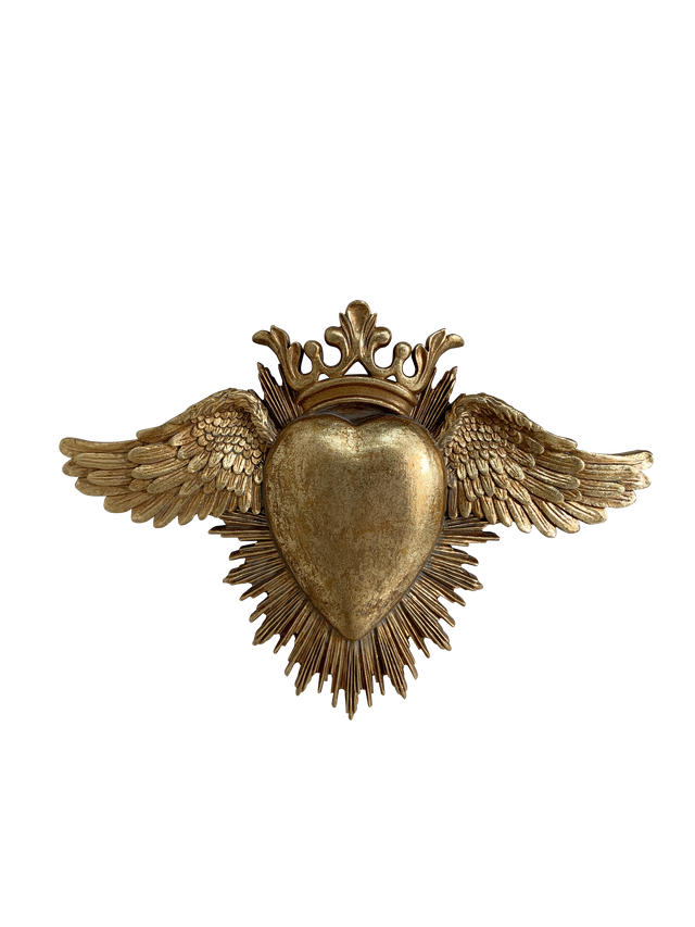 Objet décoratif sans cadre Exvoto coeur ailes, jaune / doré EMDE l.24.5 x H.17.5