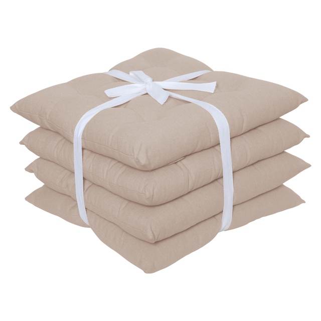 Pack 4 cojines de silla cuadrados New Poppy algodón, poliéster beige INSPIRE 38x38x5 cm