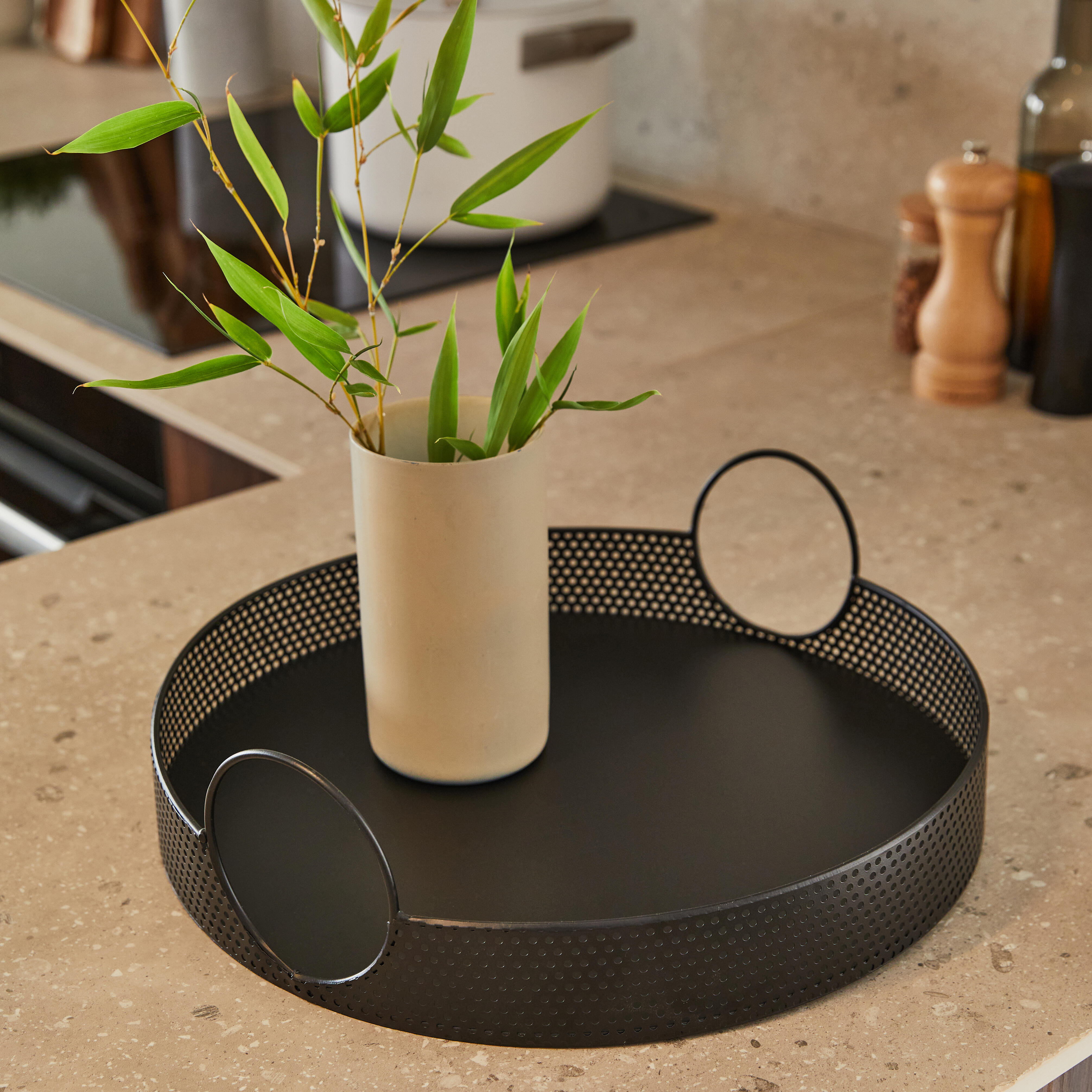 Plateau metal Jao, noir 37x10 cm - 2