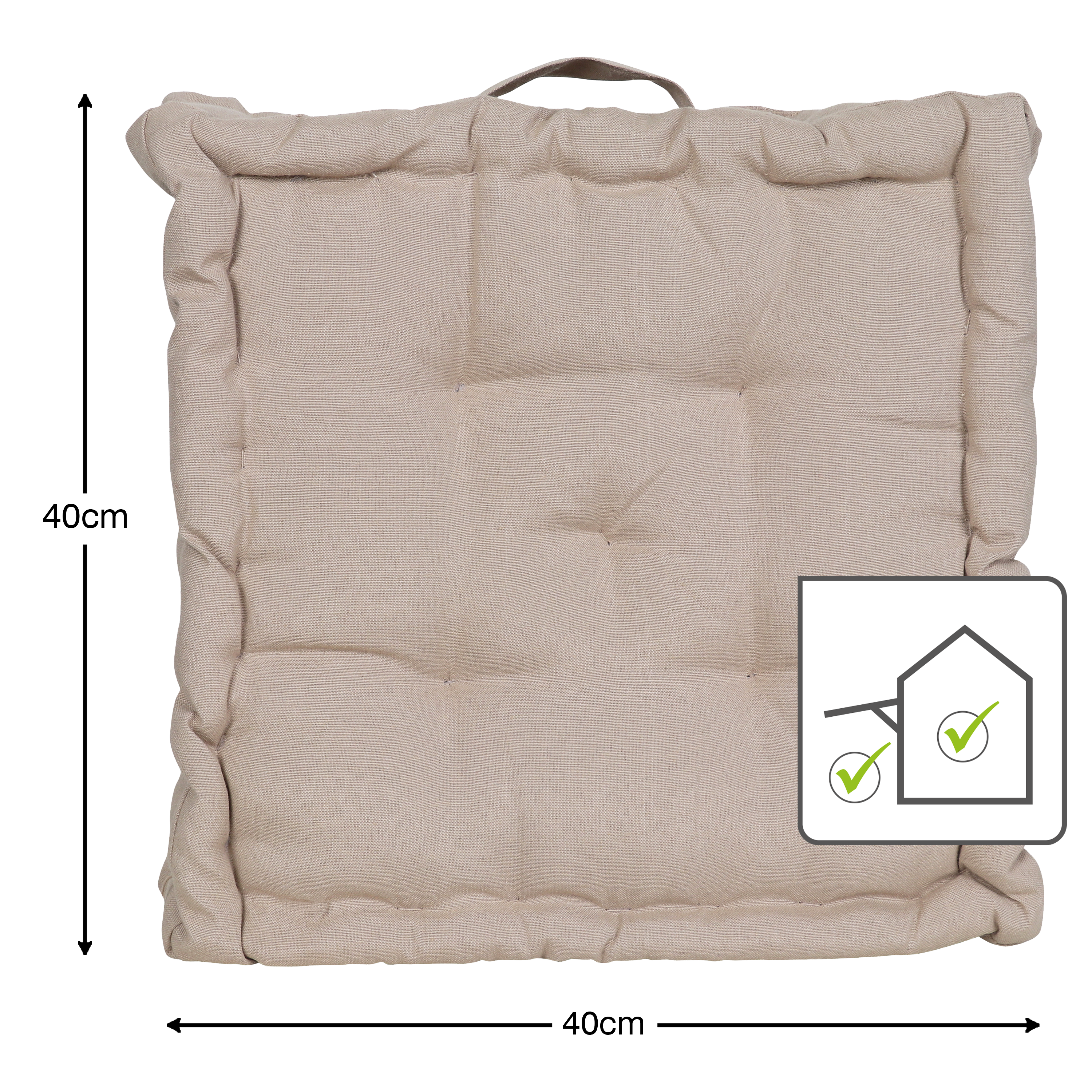 Coussin de sol Luck, déperlant, beige l.40 x H.40 cm INSPIRE - 2