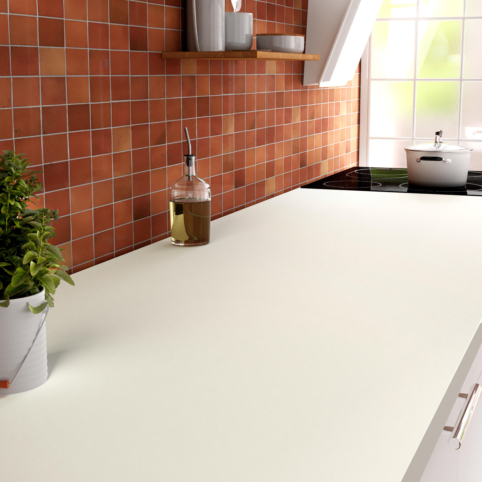 Encimera de cocina laminada Chester blanco brillo 360x62 cm espesor 38mm - 3