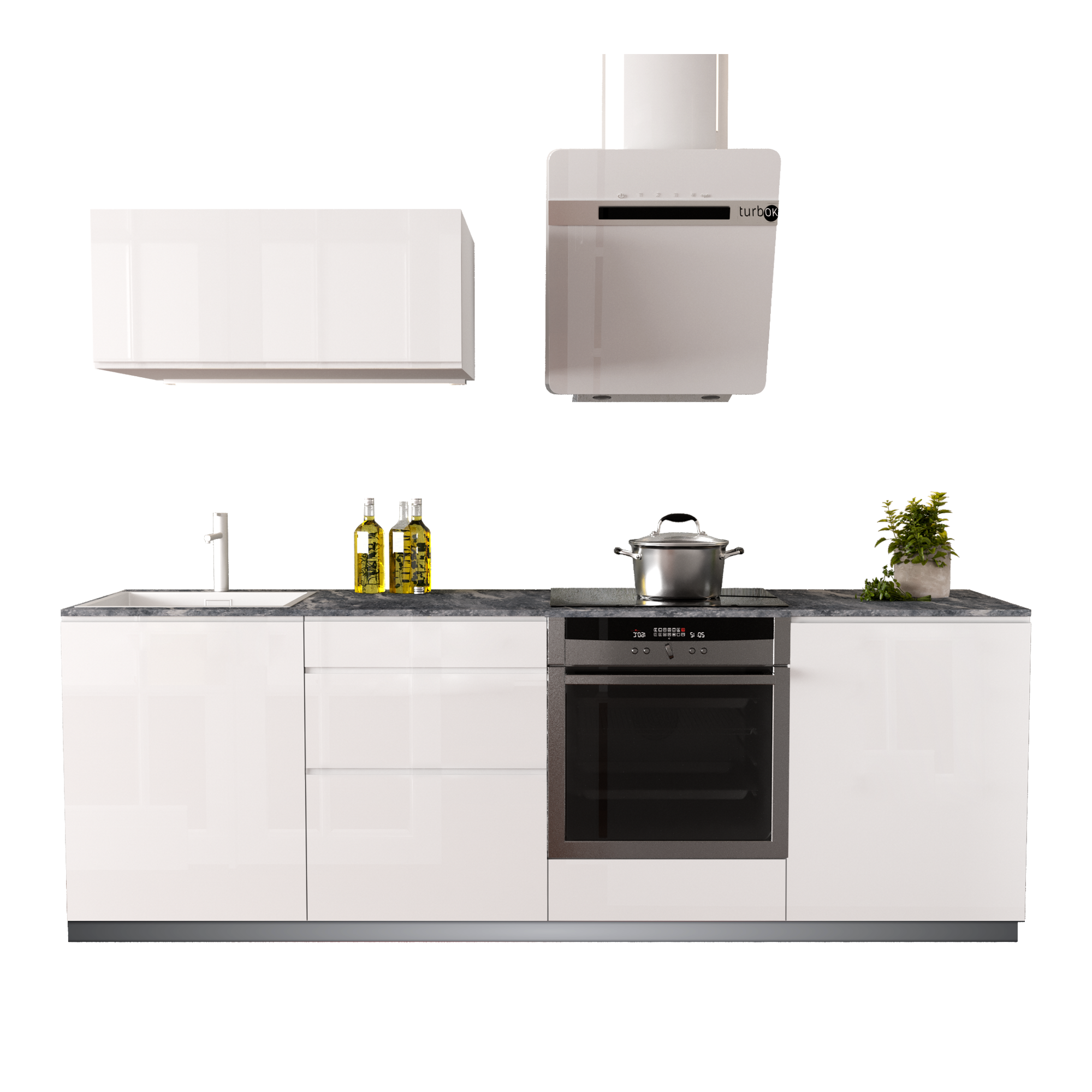 Cocina en kit delinea id con altos tokio blanco brillo 2.40 m