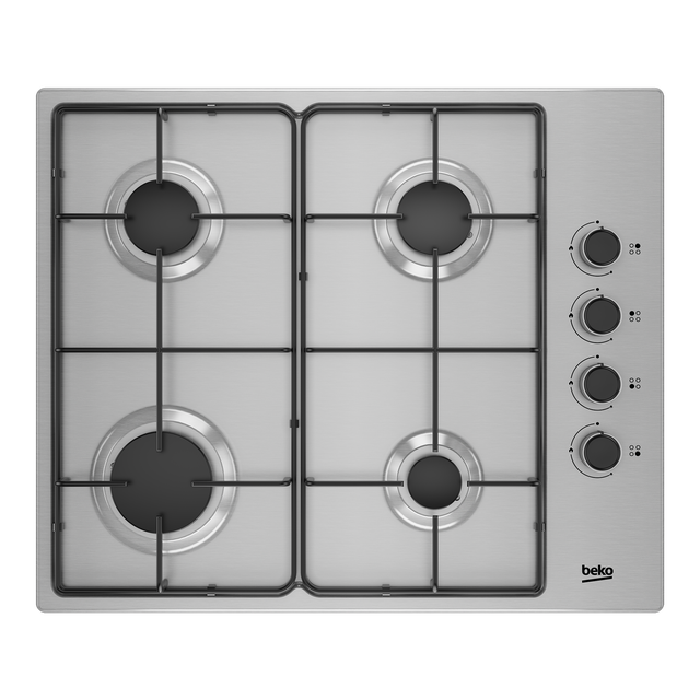 Placa de gas BEKO HIGG 64103 SX 4 zonas de cocción gas butano acero inox 60cm