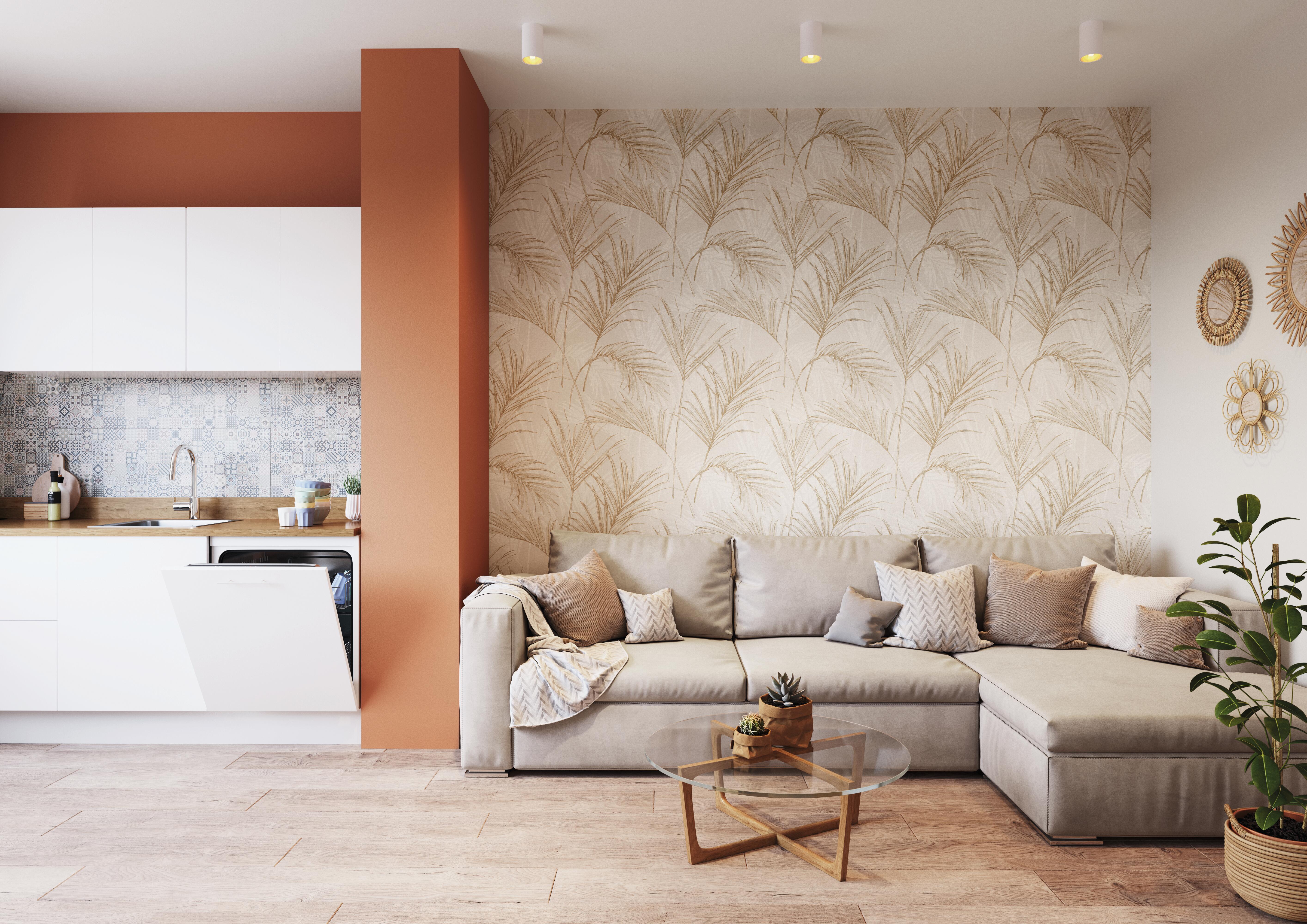 Papel pintado vinilo aplicación cola en pared Abstracto  amarillo  GRANDECO 53cmx10m lavable - 2