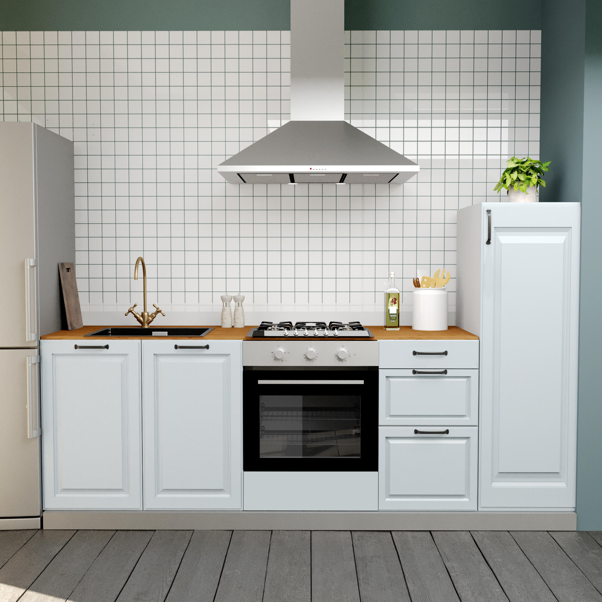 Cocina en kit delinea id con altos oxford azul 2.40 m