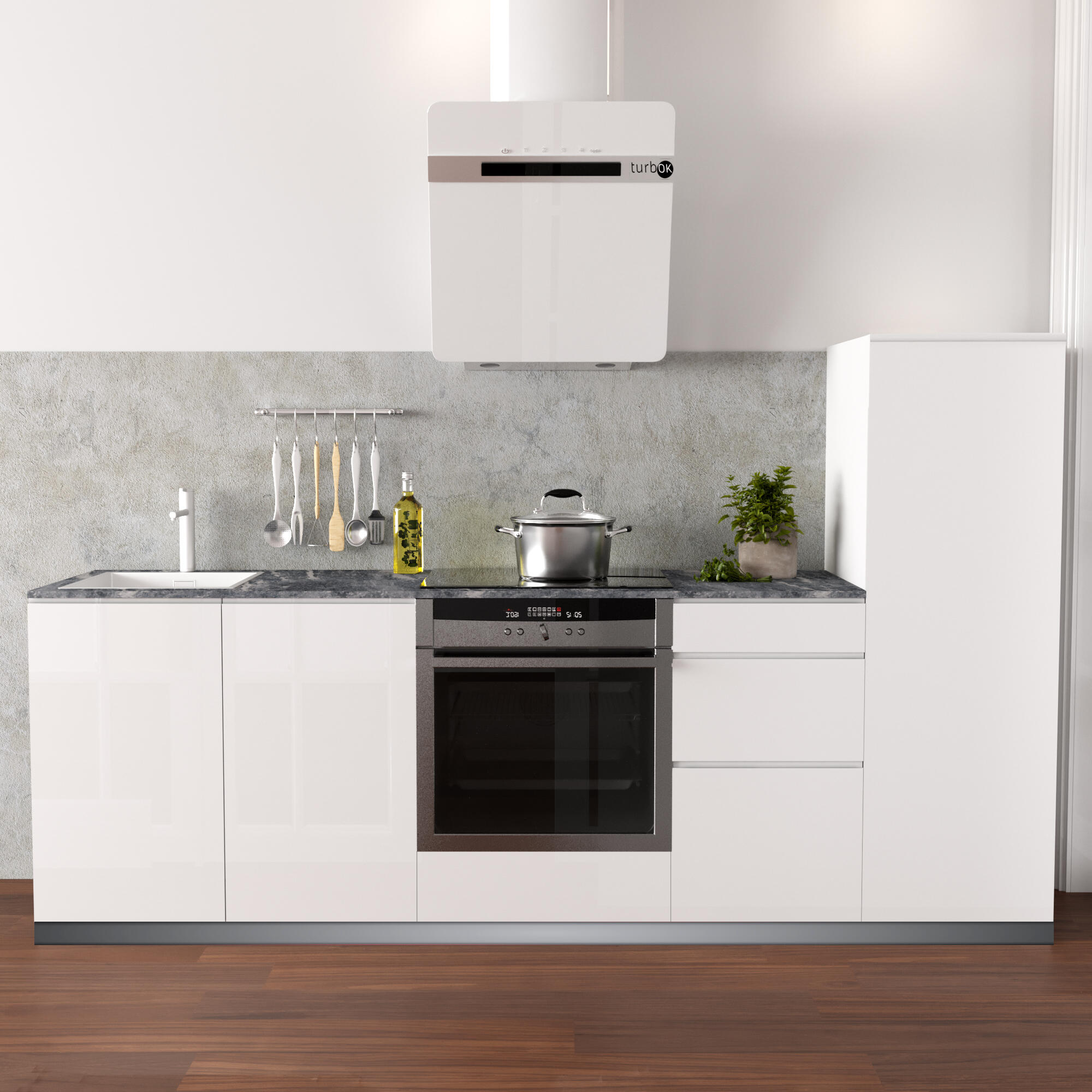 Cocina en kit delinea id con altos tokyo blanco mate 2.40 m