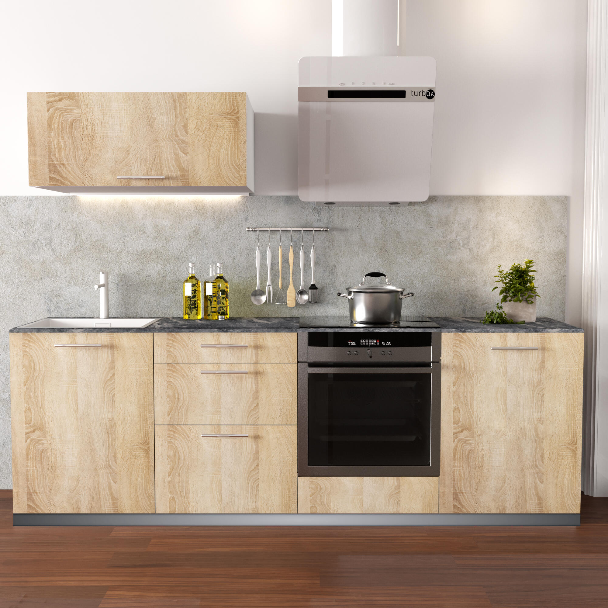 Cocina en kit delinea id con altos arizona roble mate 2.40 m