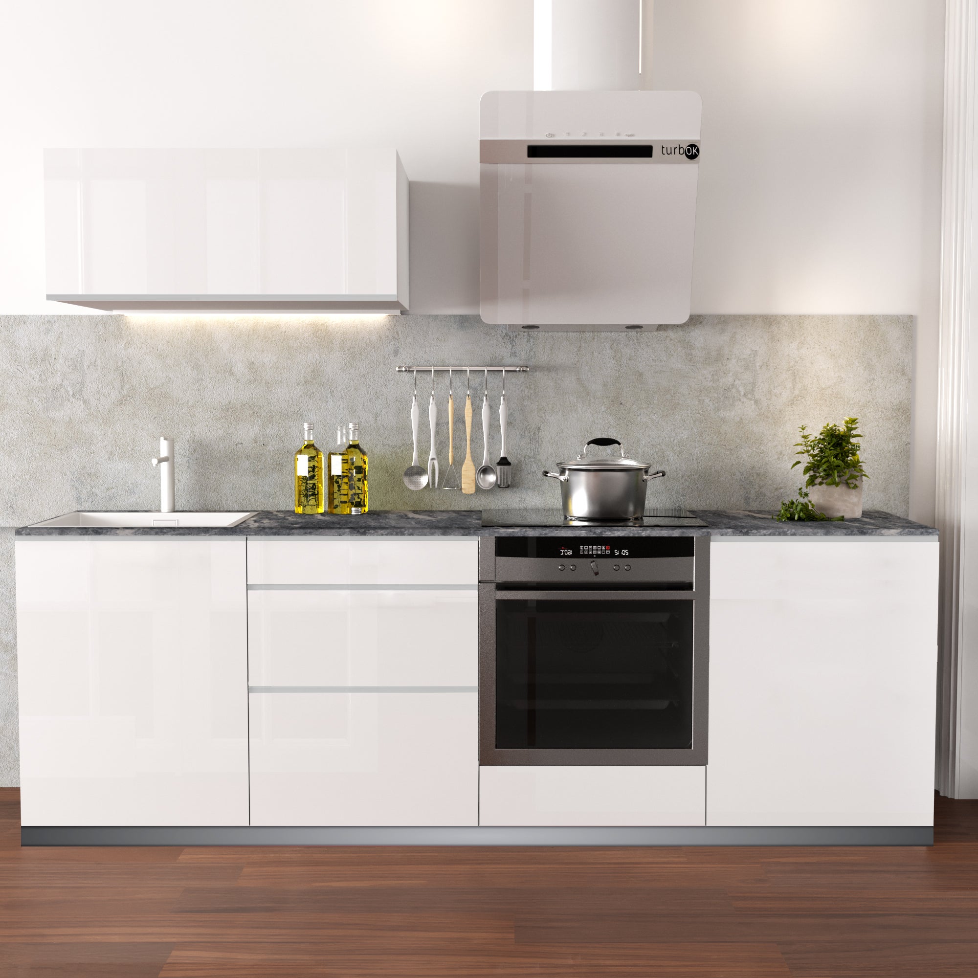 Cocina en kit delinia id con altos mikonos blanco brillo 2.40 m
