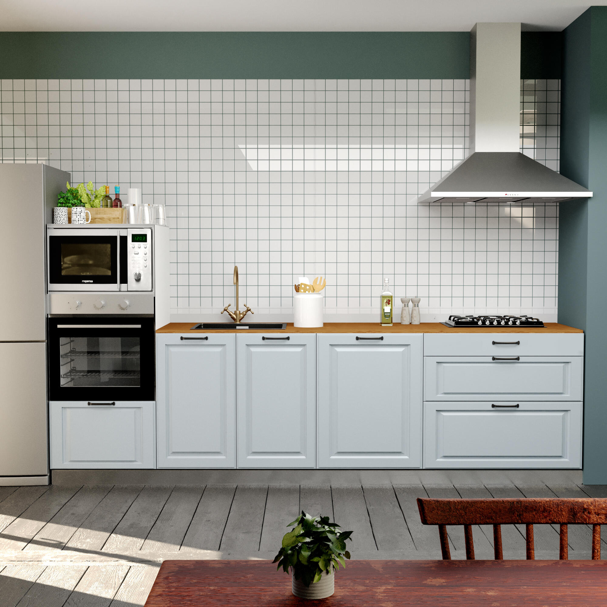 Cocina en kit delinea id oxford azul 3.00 m