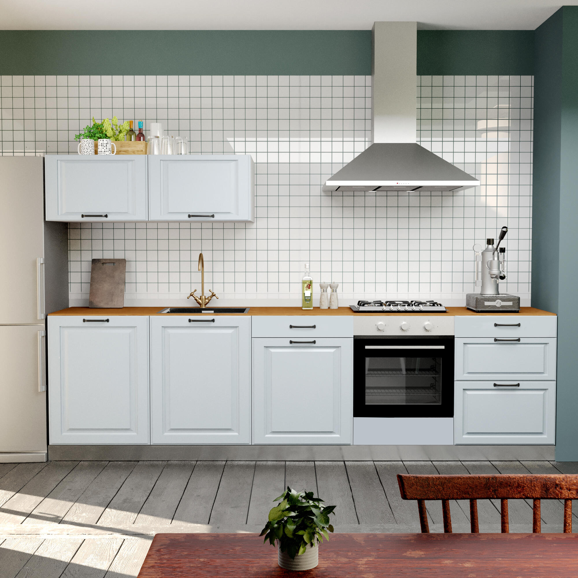 Cocina en kit delinia id con altos oxford azul 3.00 m