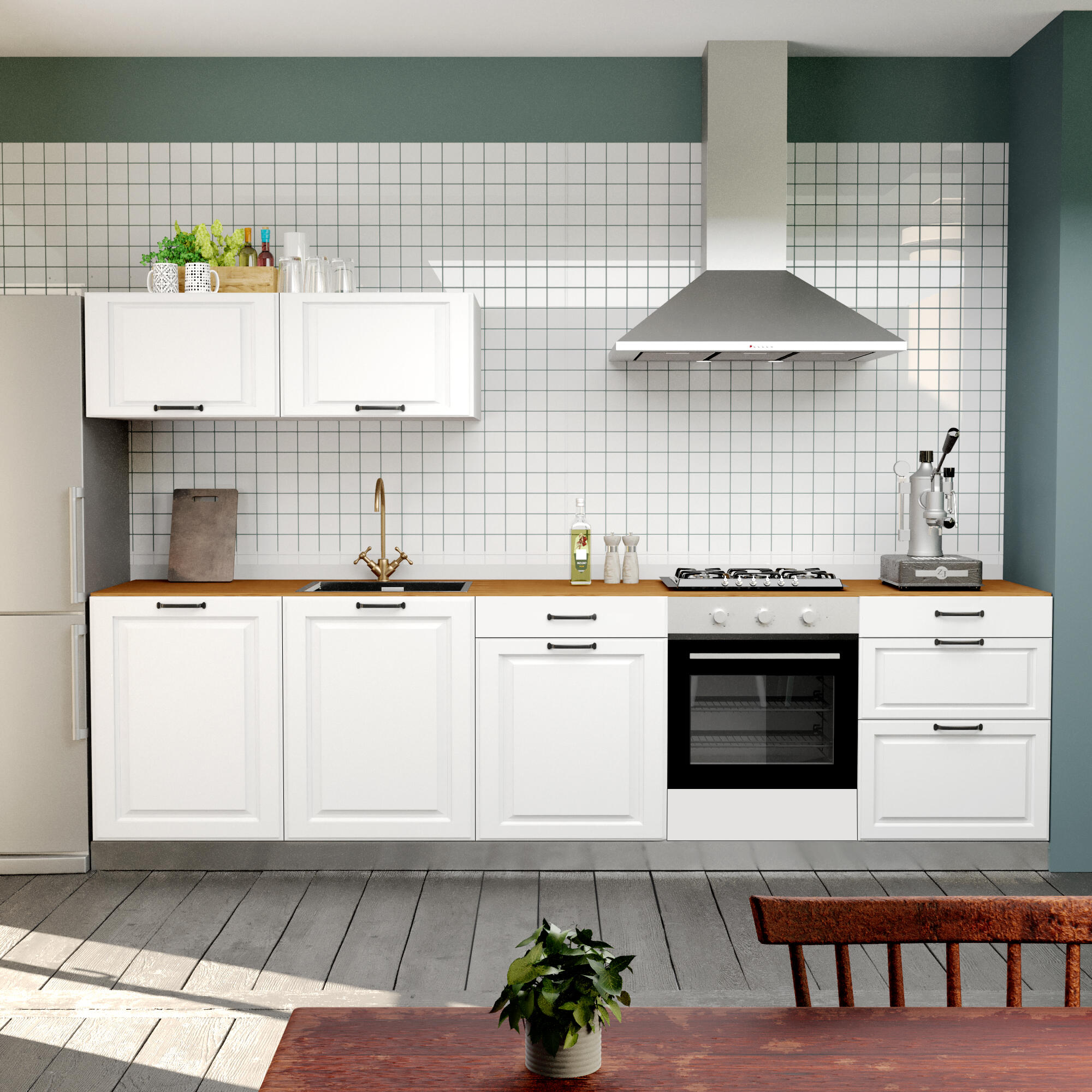 Cocina en kit delinia id con altos oxford blanco 3.00 m