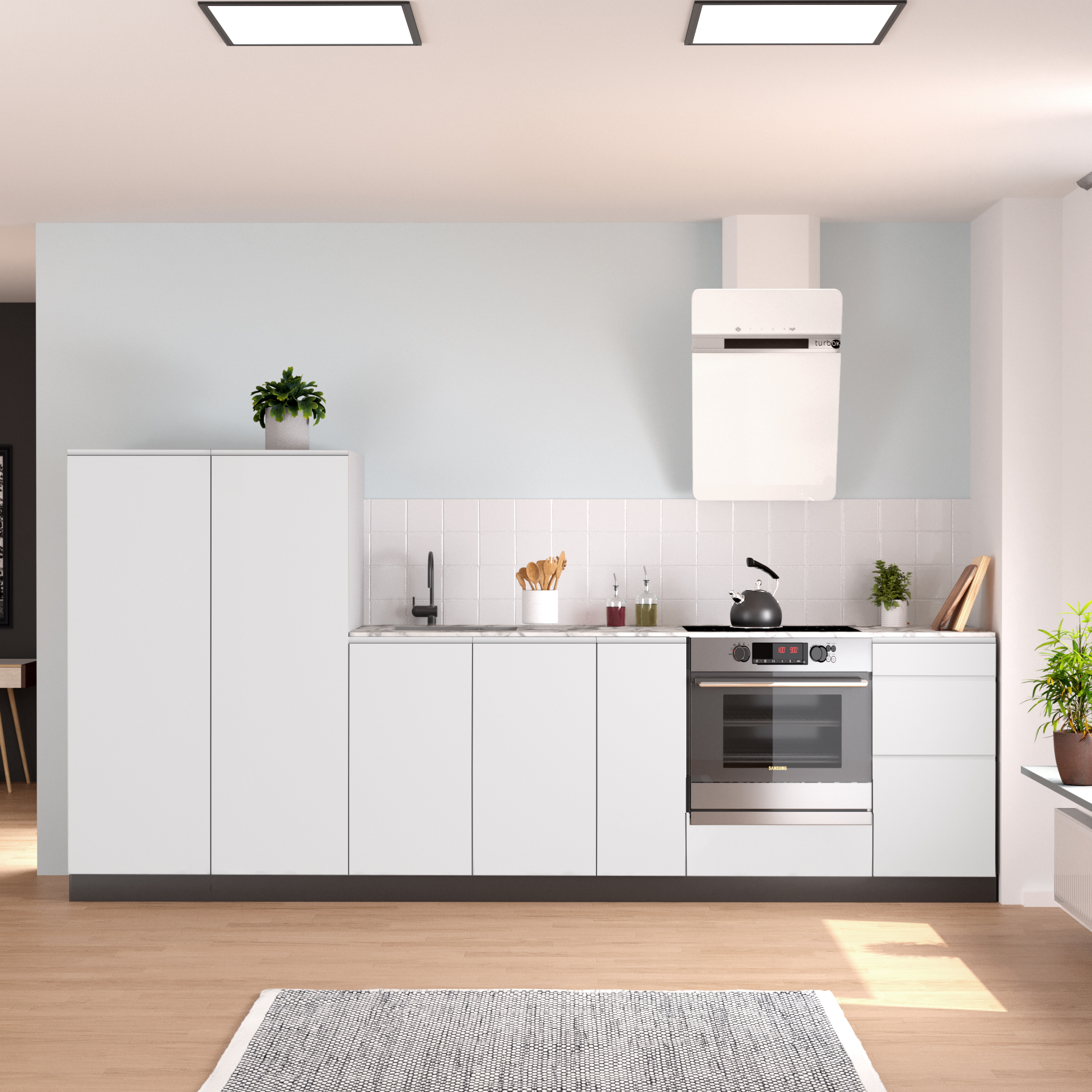 Cocina en kit delinia id tokyo blanco mate con semicolumna 300 cm