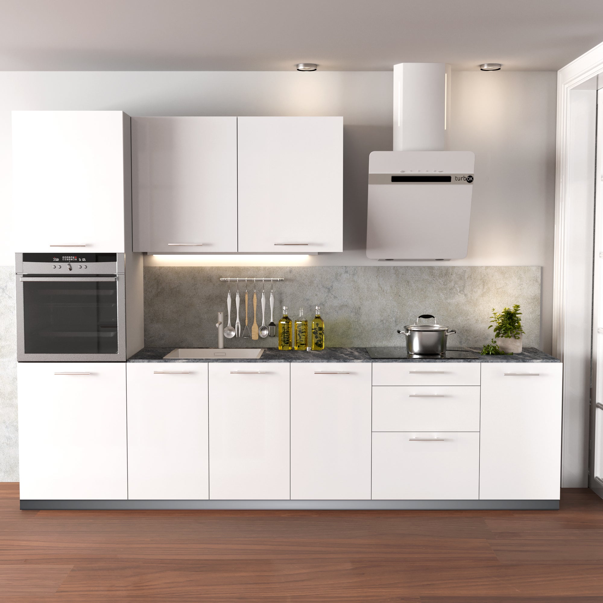 Cocina en kit delinia id con altos sevilla blanco brillo 3.00 m