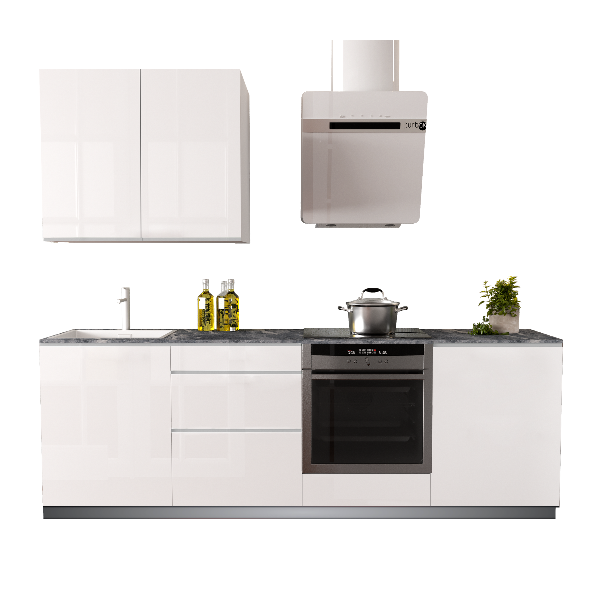 Cocina en kit delinia id con altos mikonos blanco brillo 2.40 m