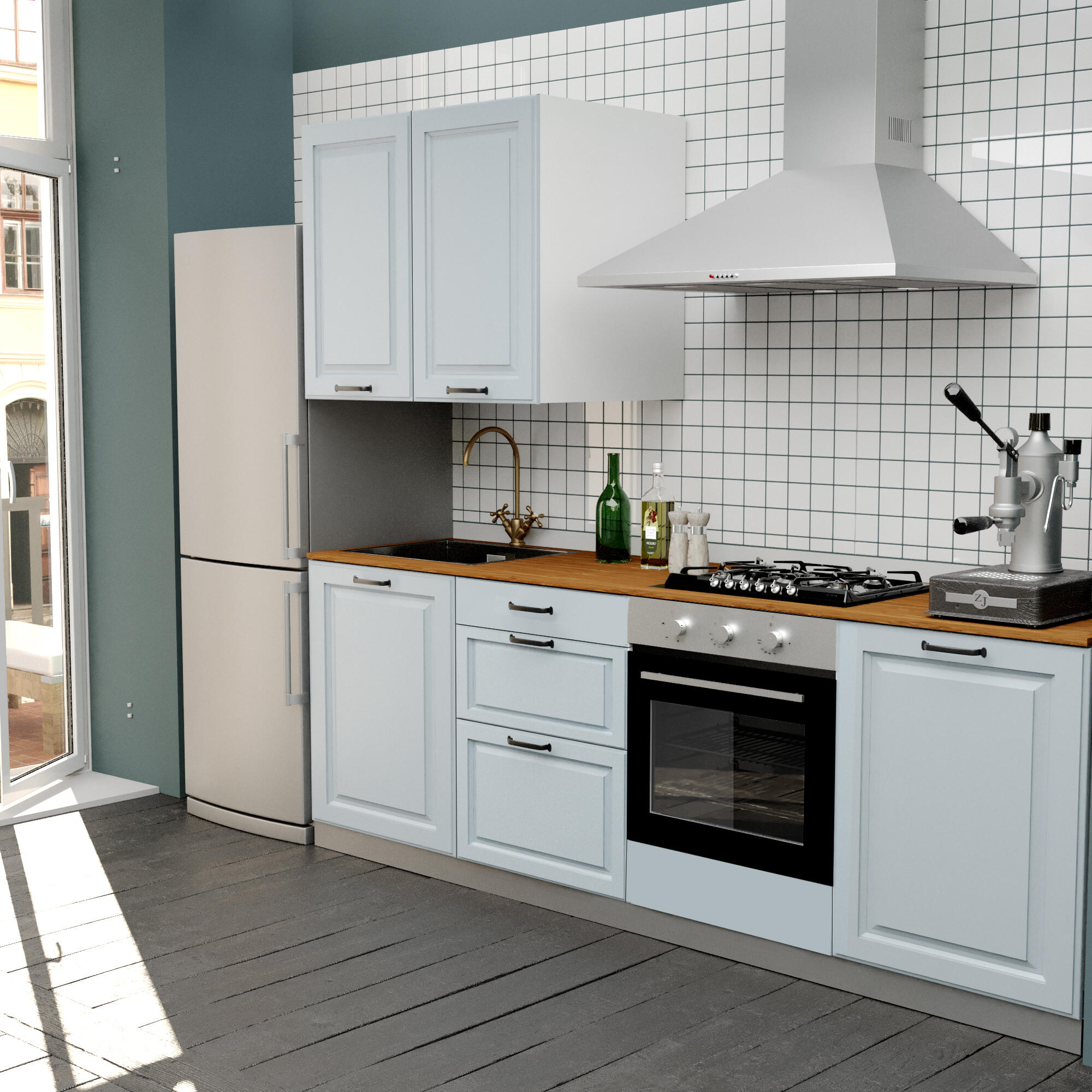 Cocina en kit delinia id con altos oxford azul 2.40 m