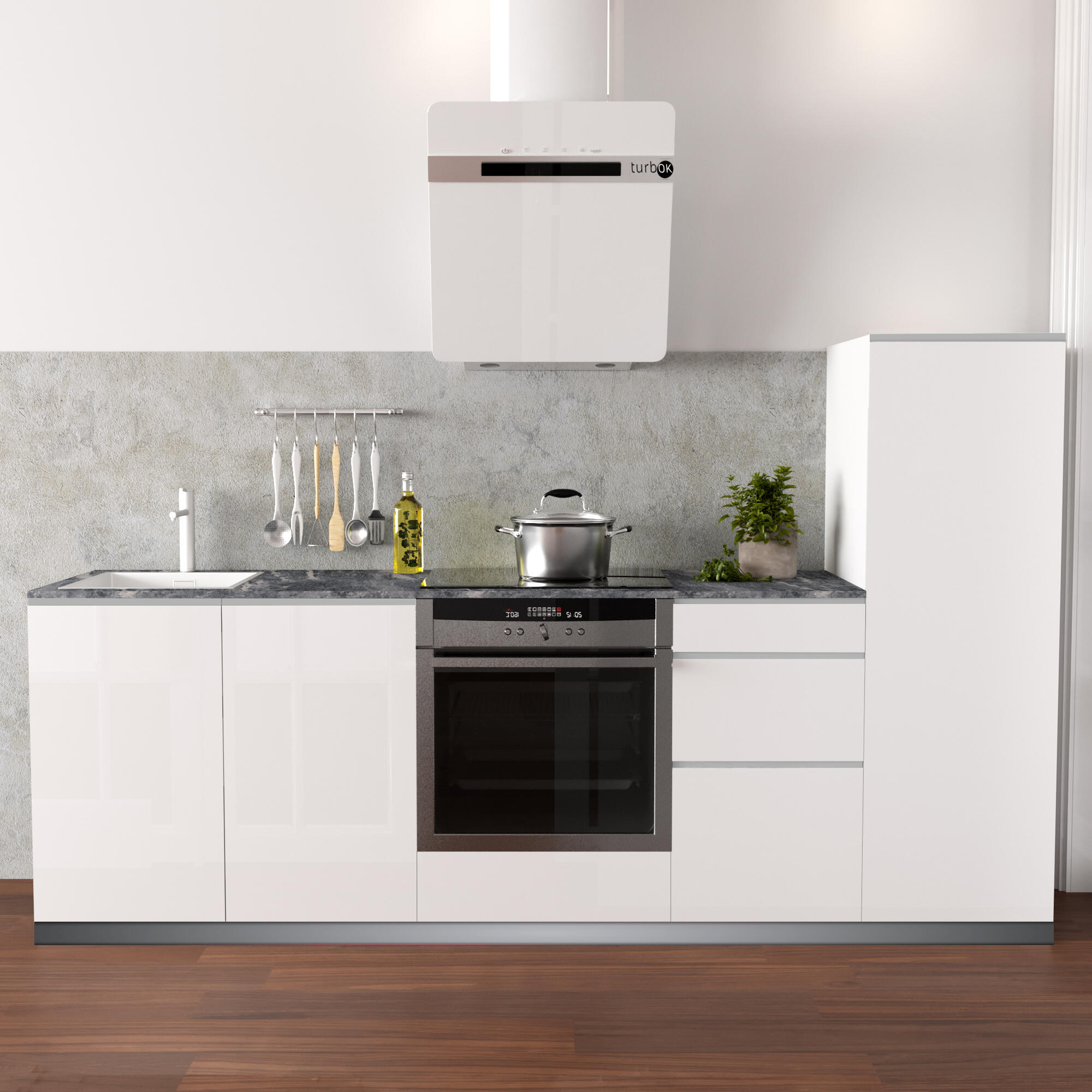 Cocina en kit delinea id con altos mikonos blanco brillo 2.40 m