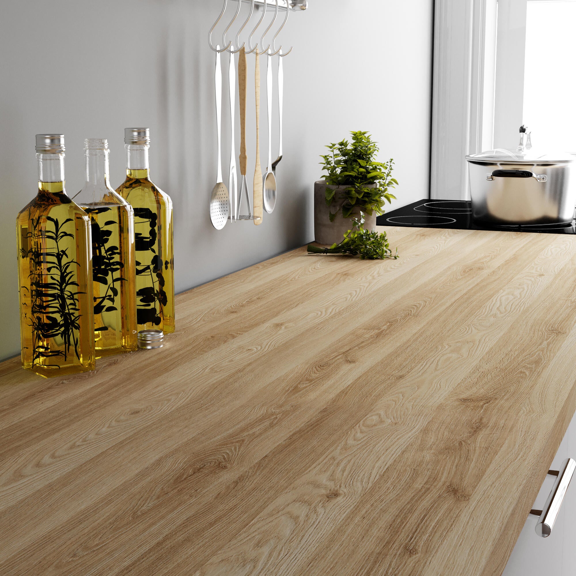 Encimera de cocina laminada Milos madera C003 315x65 cm espesor 38mm - 4