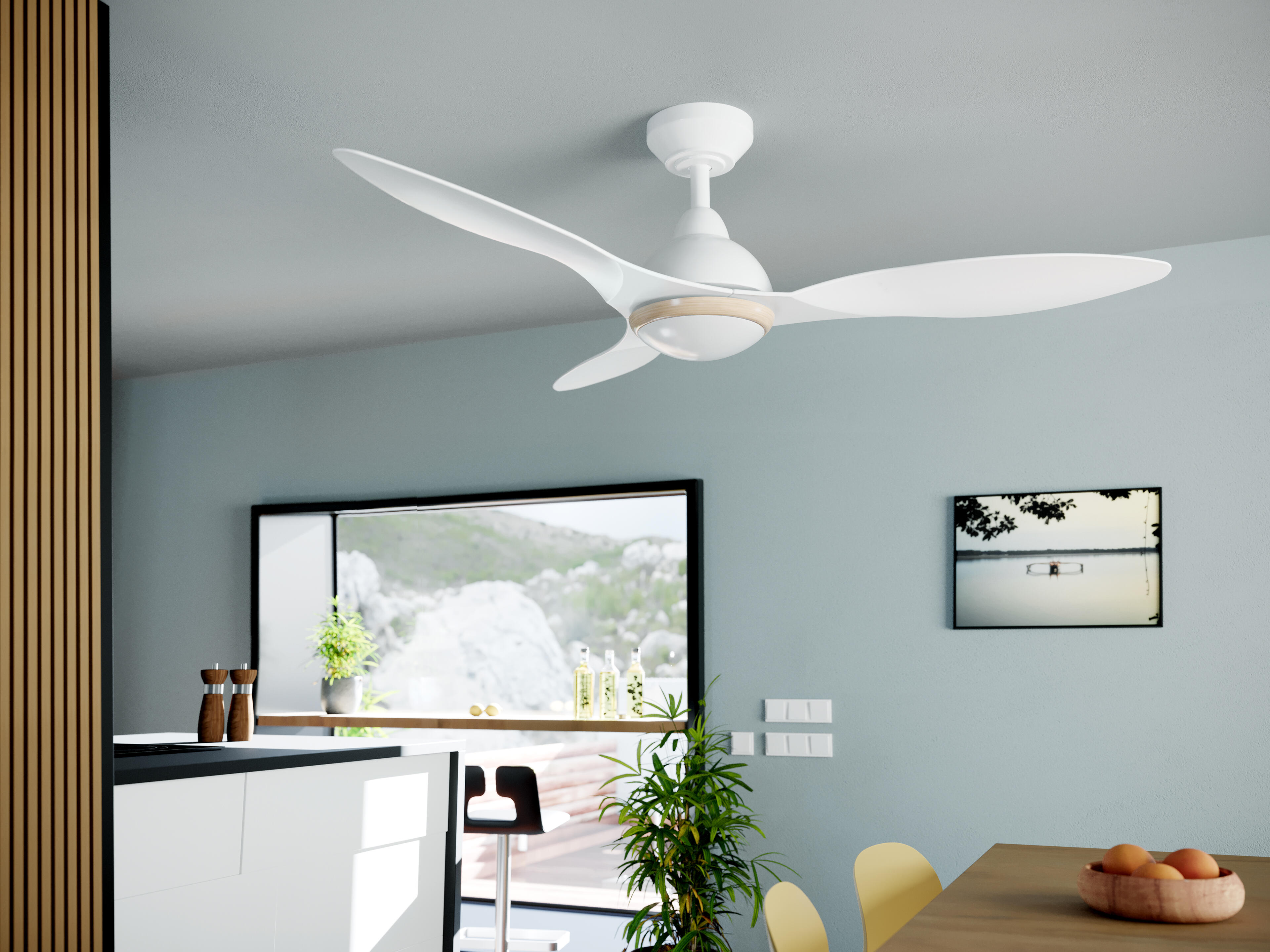 Ventilador de techo con luz silencioso DC Arte Confort Creta blanco 122 cm - 4