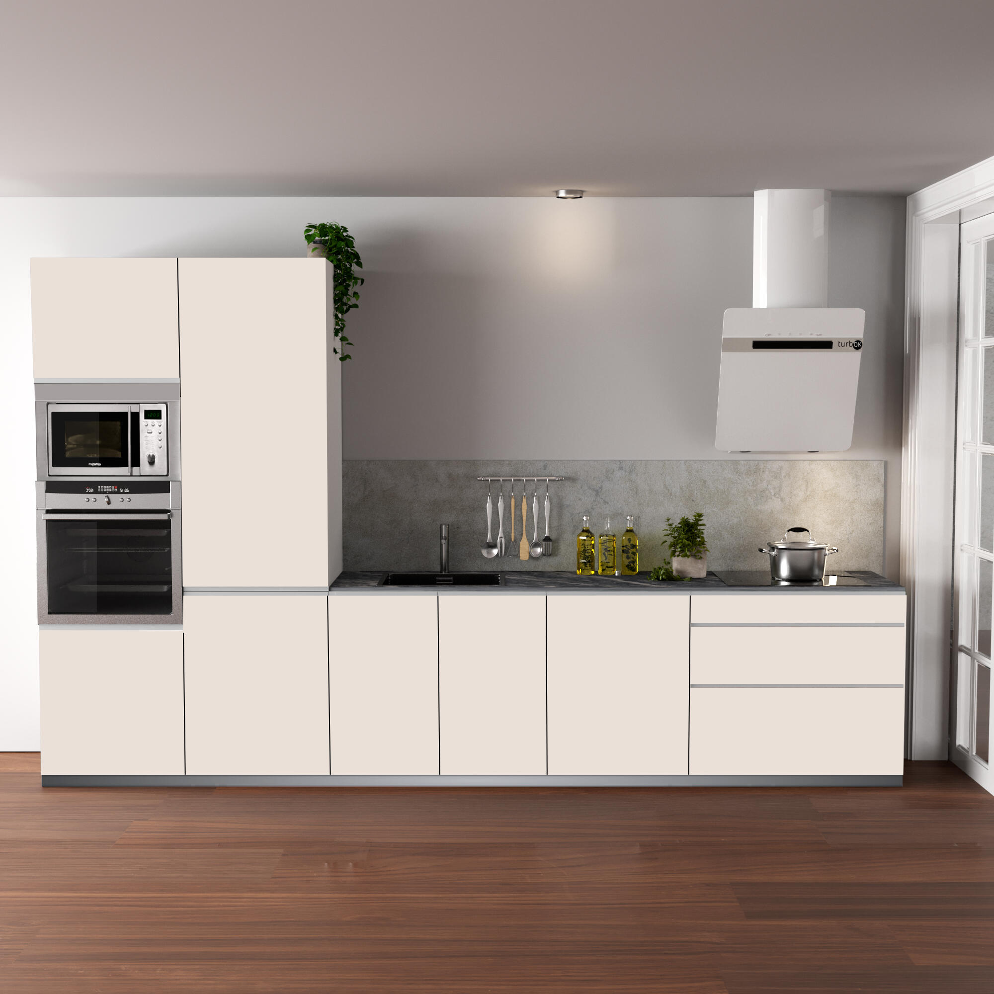 Cocina en kit mikonos 360 cm con 3 módulos bajos