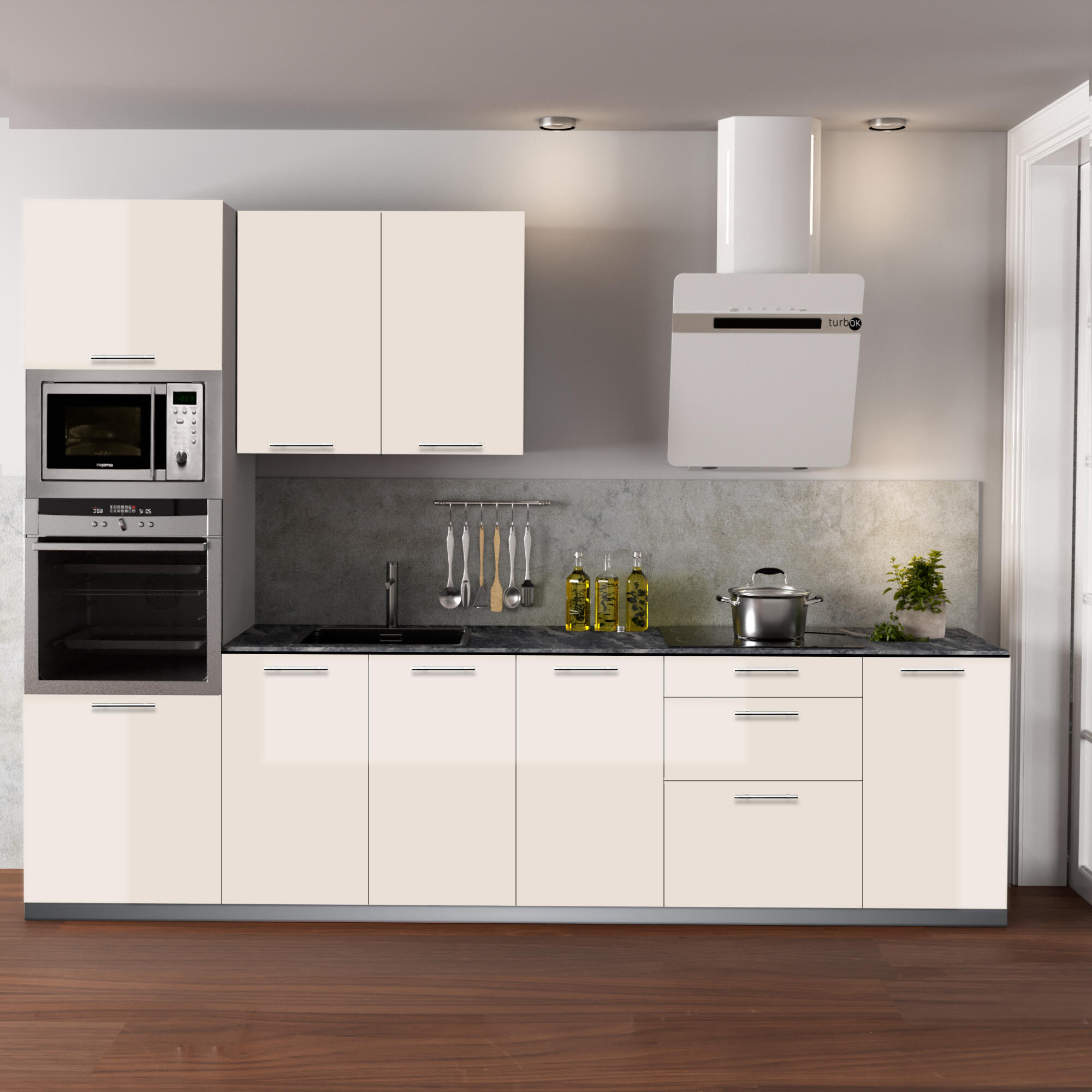 Cocina en kit atenas topo 300 cm con 1 módulo alto + 4 módulos bajos