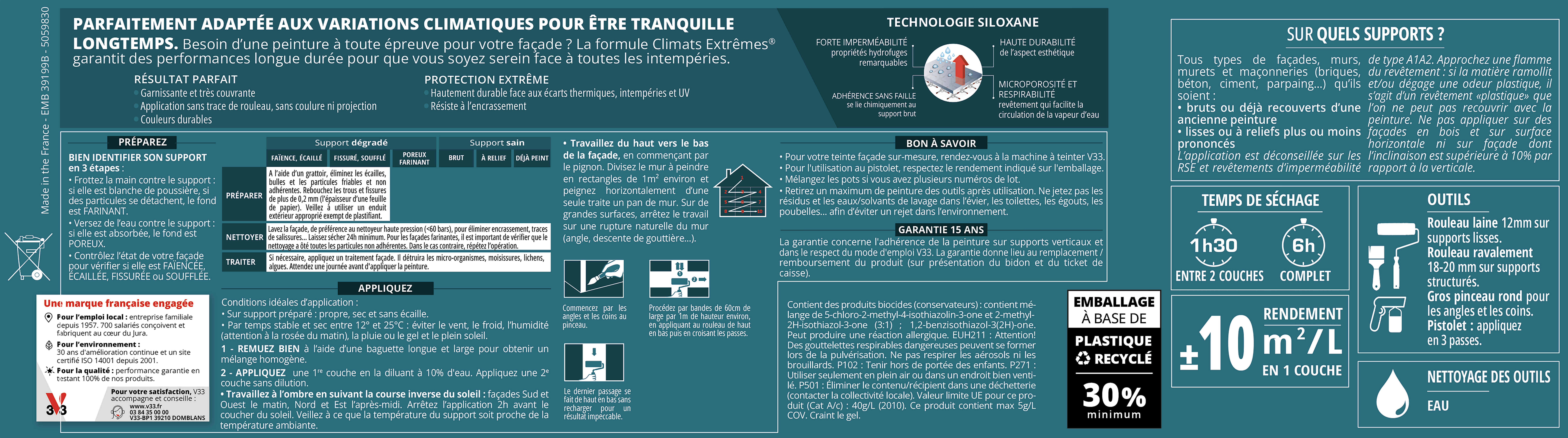 Peinture extérieure façade Climats extrêmes® V33 roche grise mat 10l - 3