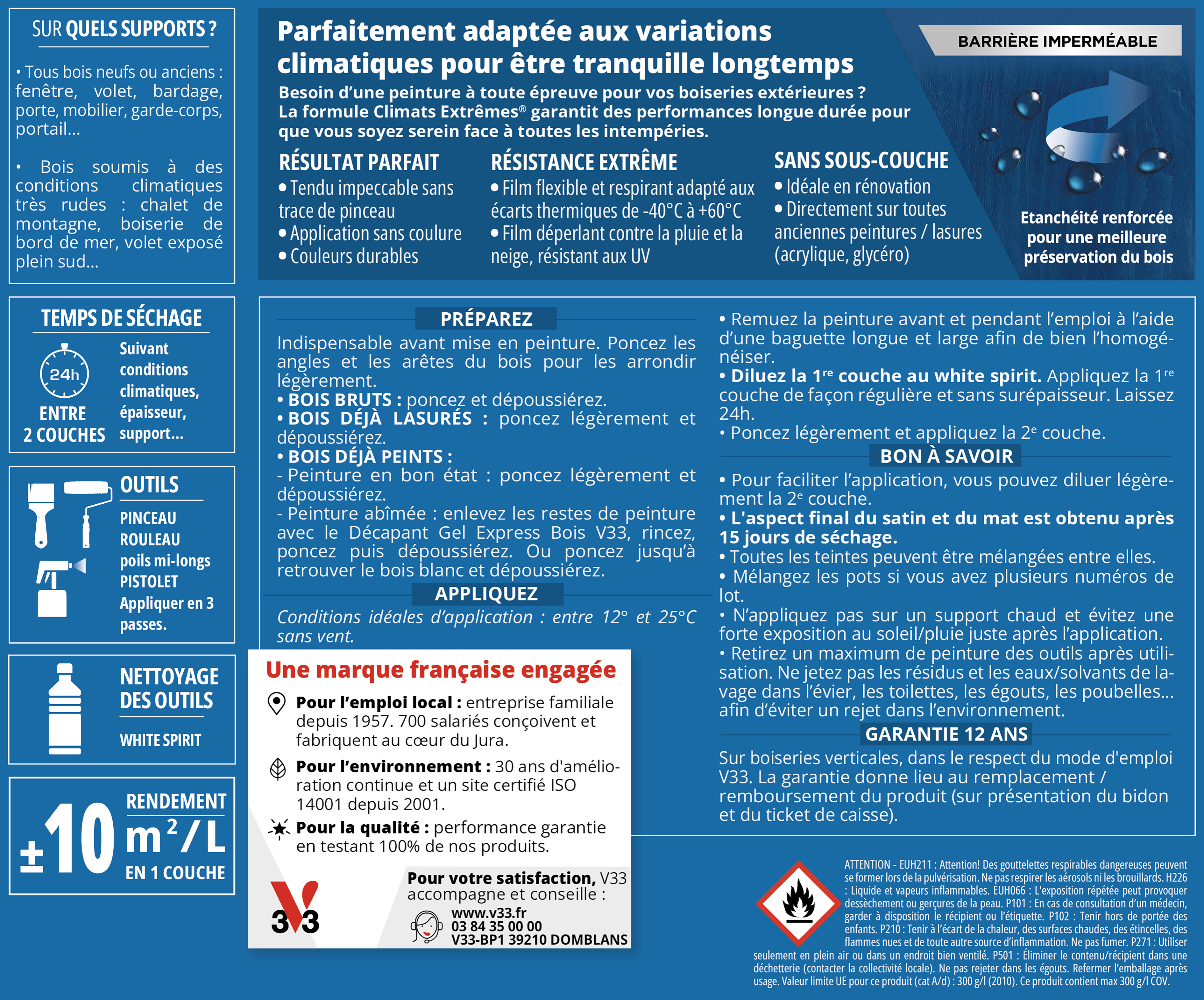 Peinture extérieure bois Climats extrêmes® V33 anthracite satiné 0.5l - 7