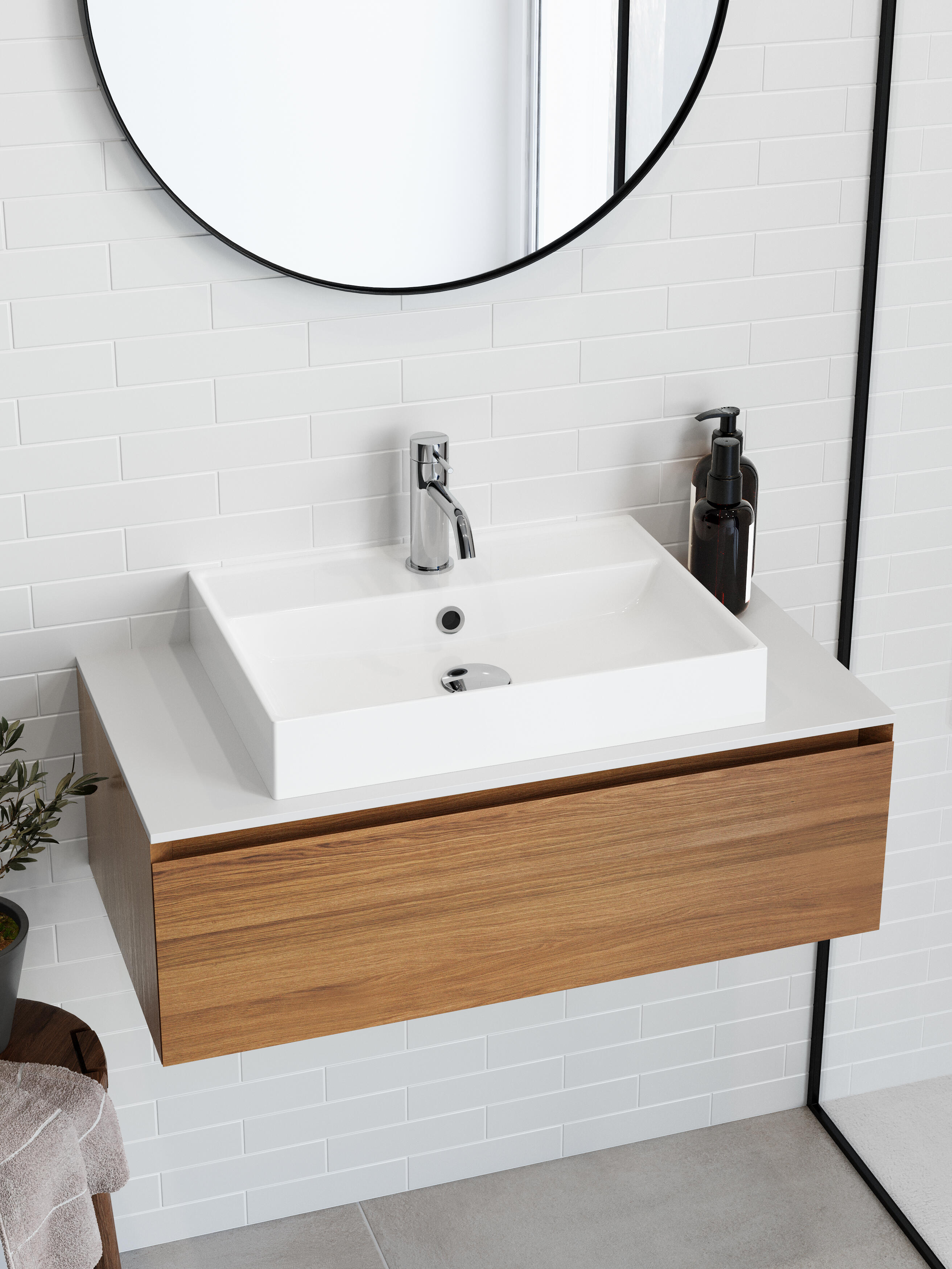 Vasque à poser résine rectangulaire Solo H.9.2 x l.50 x P.36 cm blanc brillant - 2