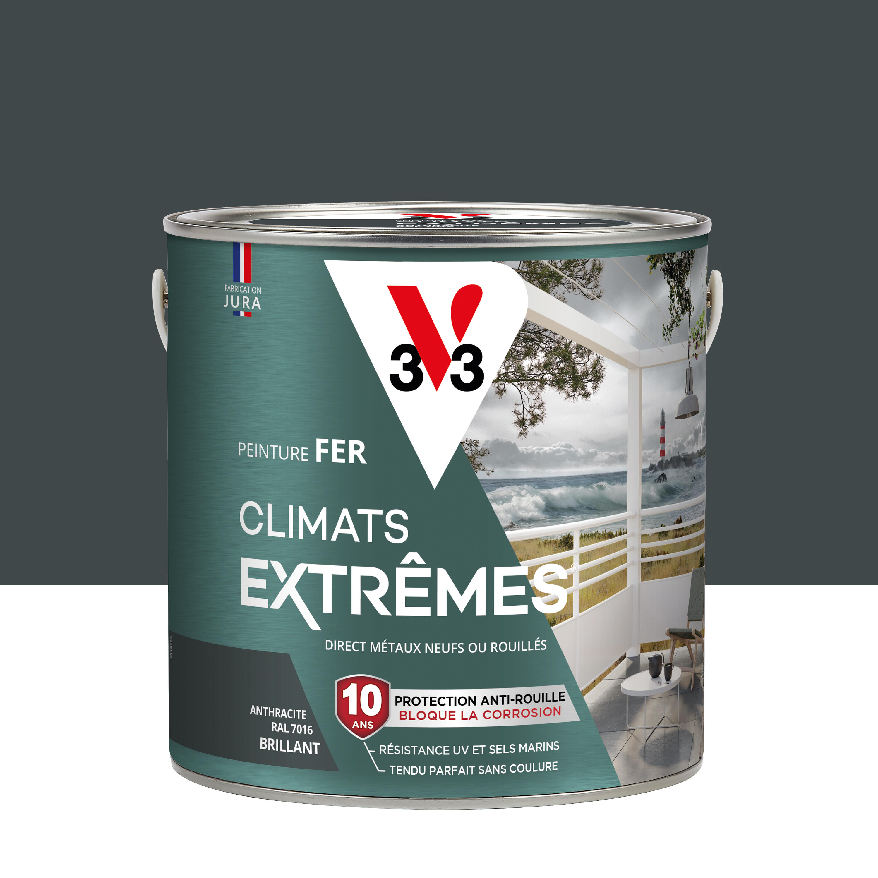 Peinture extérieure fer Climats extrêmes® V33 anthracite brillante 2l Leroy Merlin