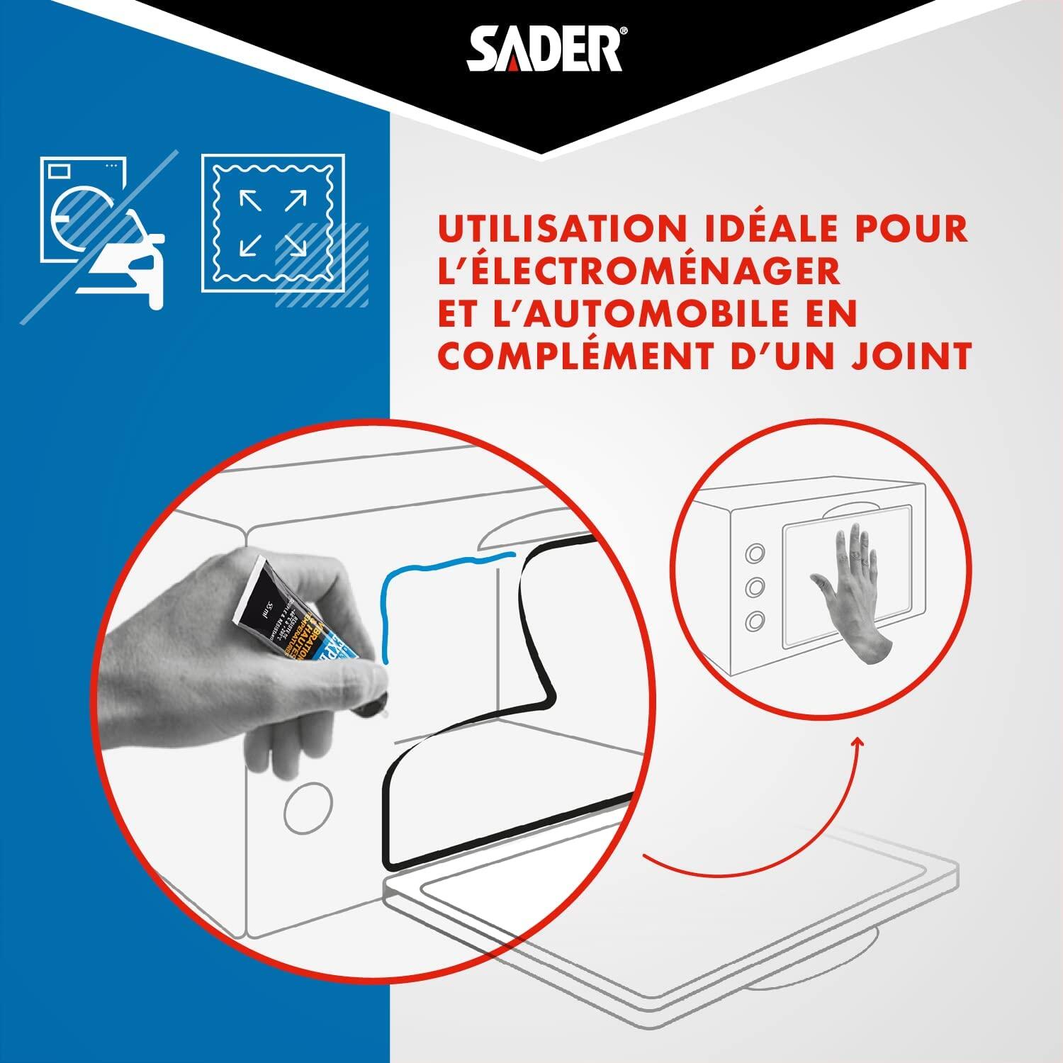 Colle de réparation MS polymère experts vibration/température SADER, 55ml transp - 3