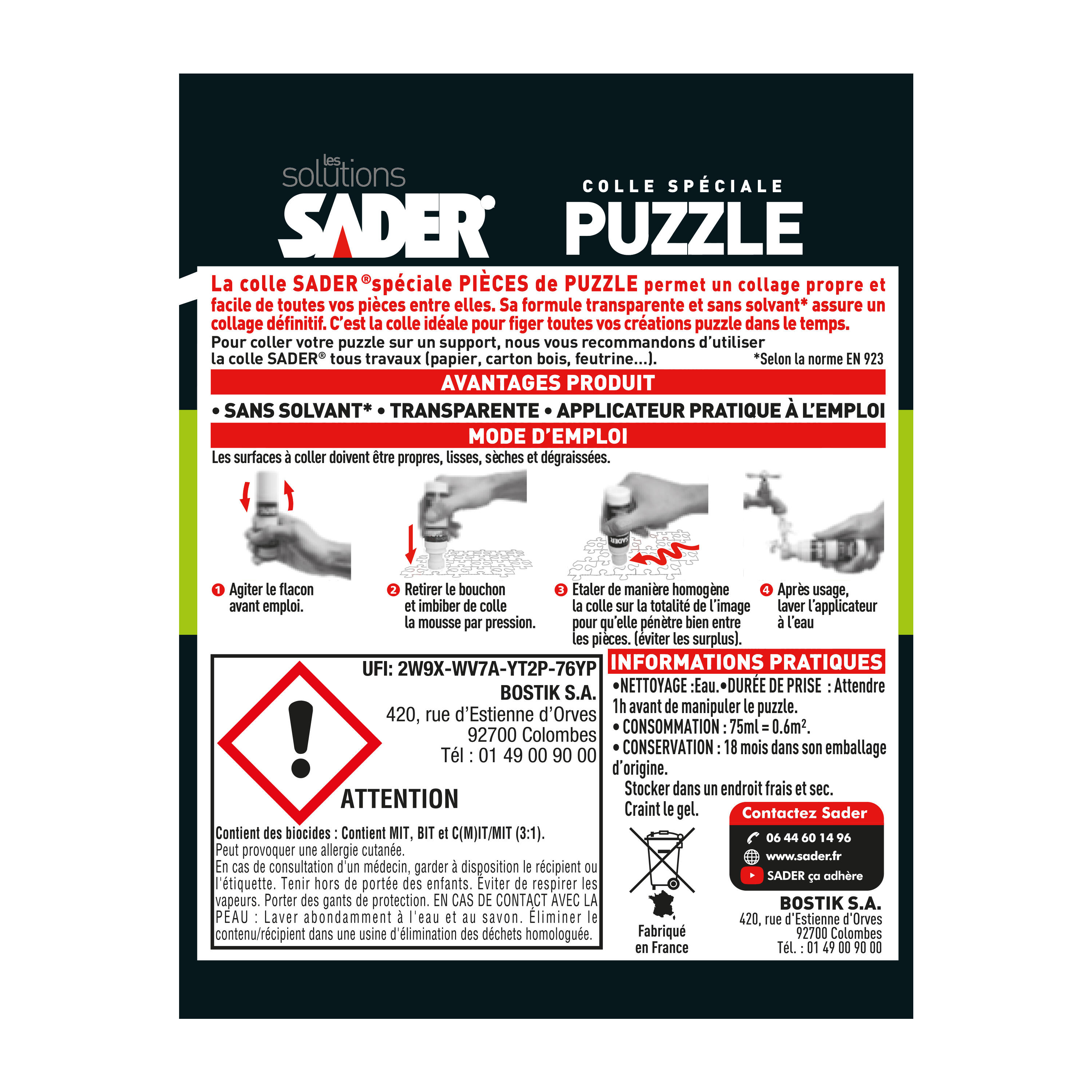 Colle d'assemblage liquide MS polymère Loisir décoration puzzle SADER, 75ml tran - 6