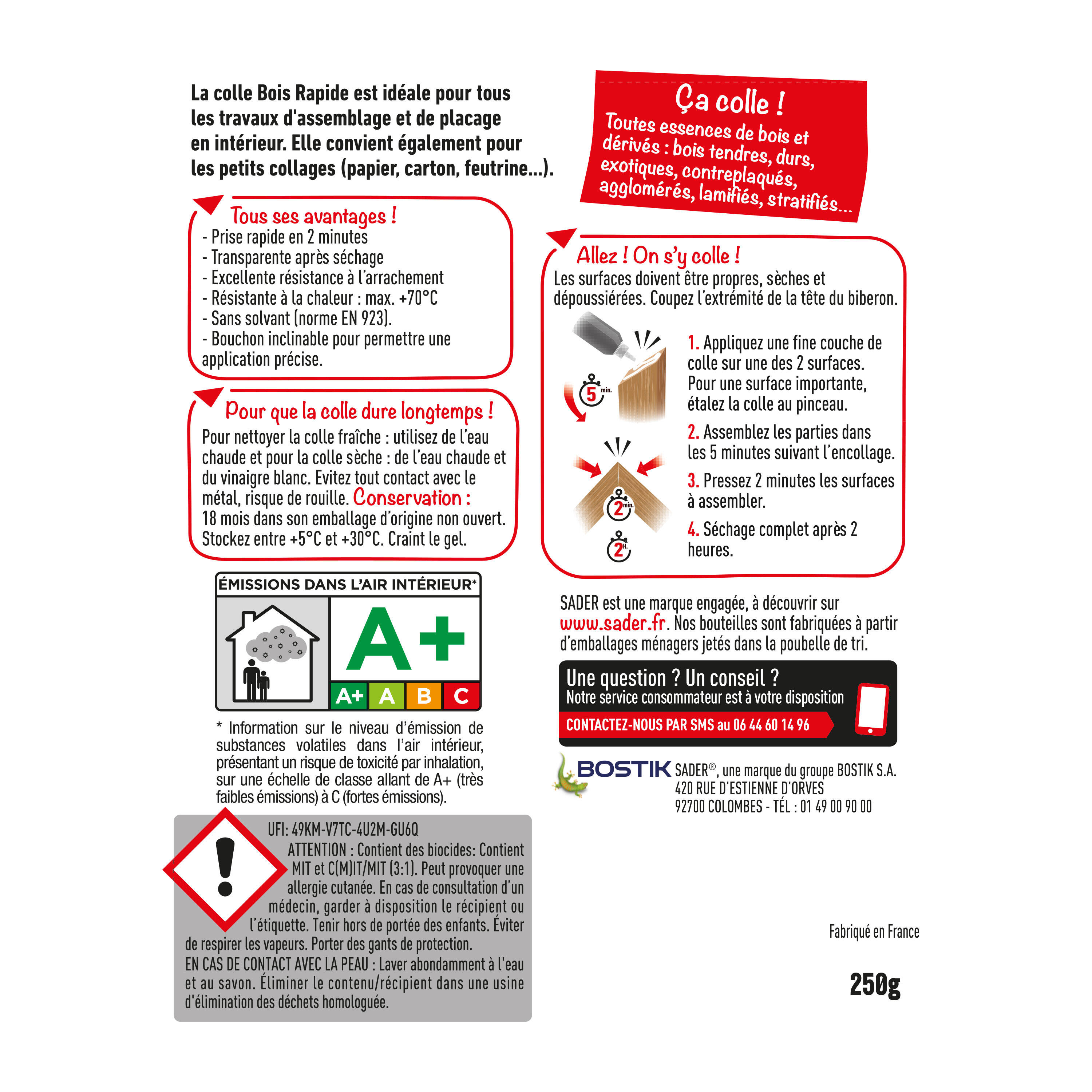 Colle d'assemblage liquide Prise rapide SADER, 250 g transparent - 7