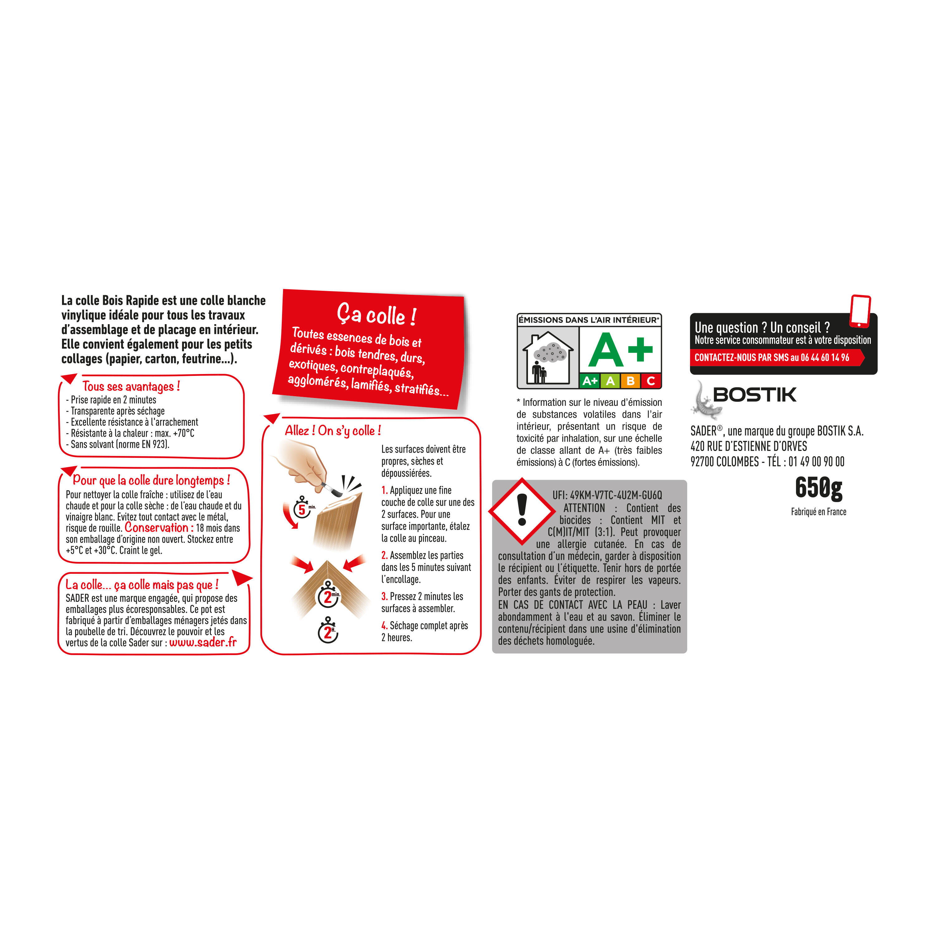 Colle d'assemblage liquide SADER Prise rapide transparent, 650g - 6
