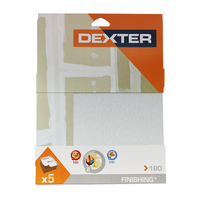Lot de 5 papiers abrasifs  DEXTER grain 180