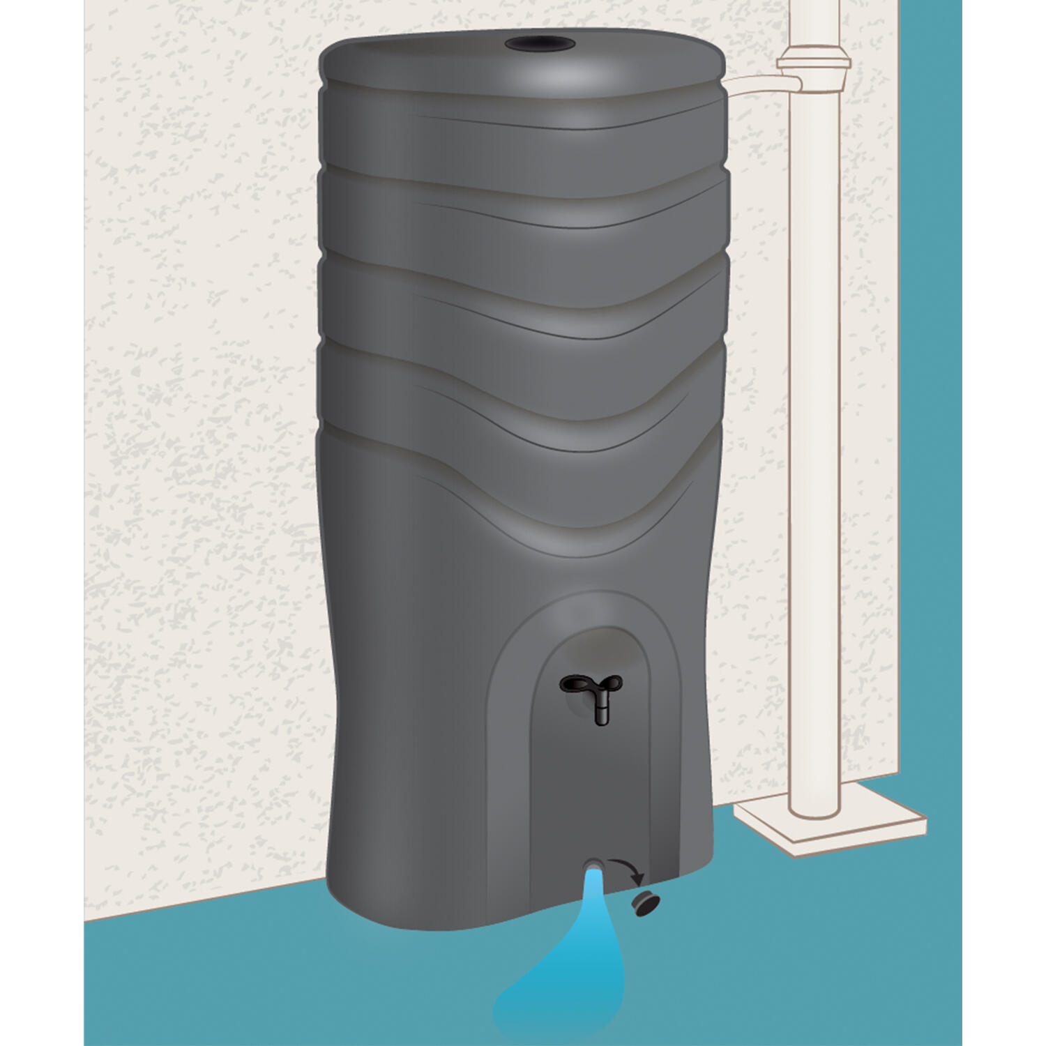Récupérateur d'eau EDA rectangulaire anthracite, 350 l - 5