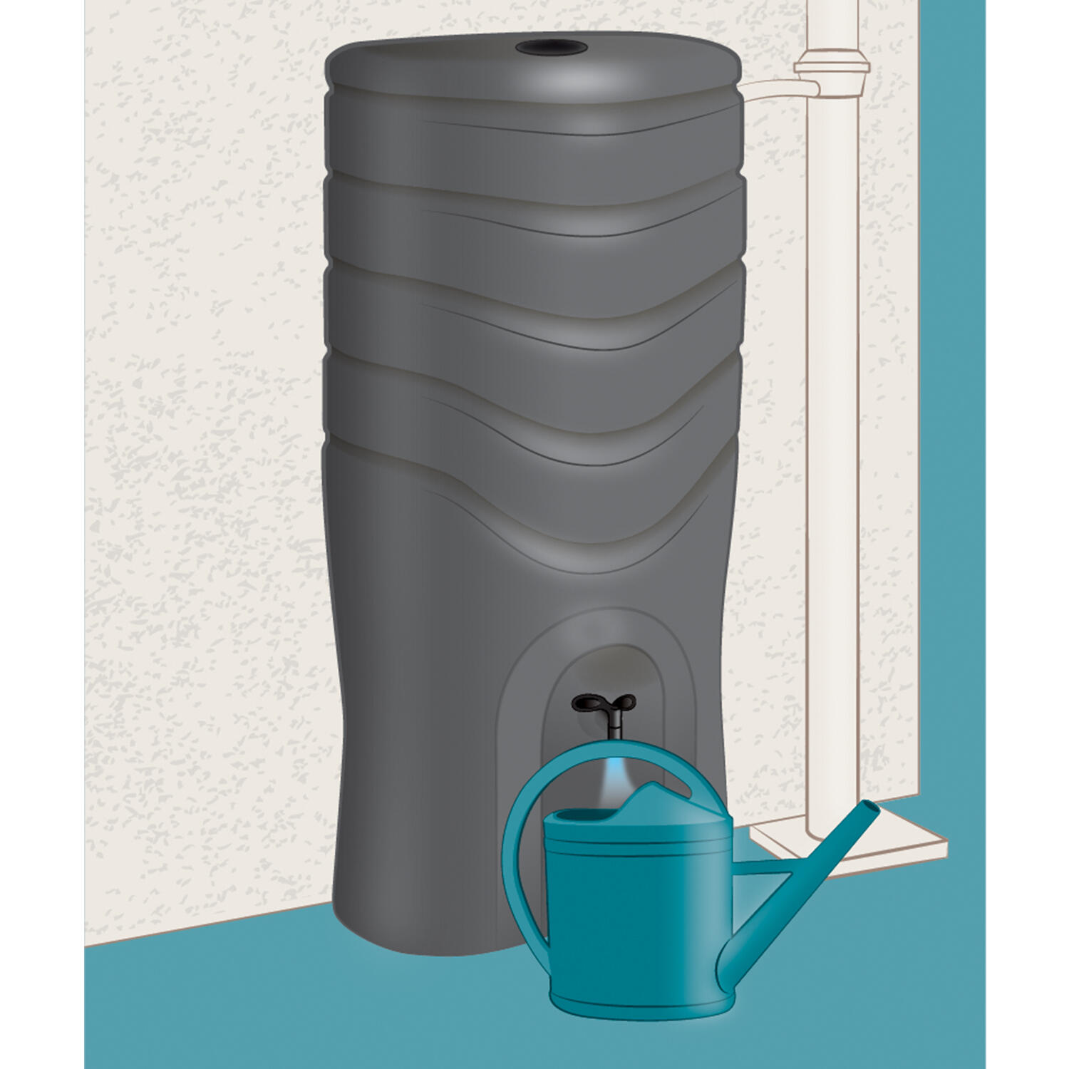Récupérateur d'eau EDA rectangulaire anthracite, 350 l - 6