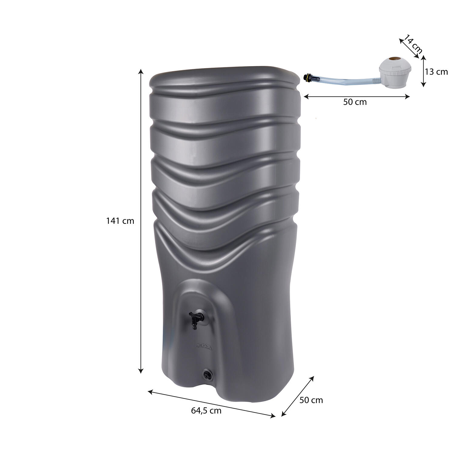 Récupérateur d'eau EDA rectangulaire anthracite, 350 l - 3