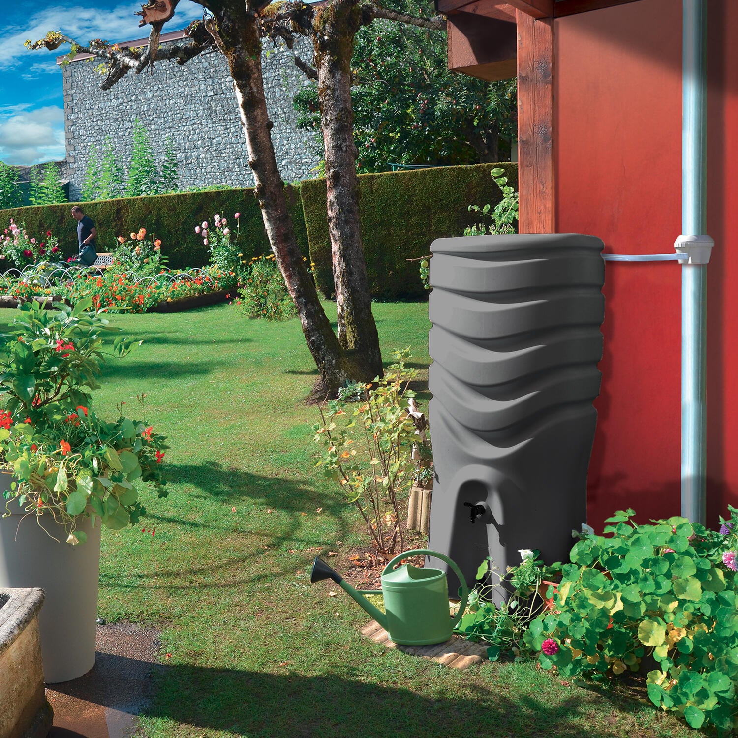 Récupérateur d'eau EDA rectangulaire anthracite, 550 l - 2