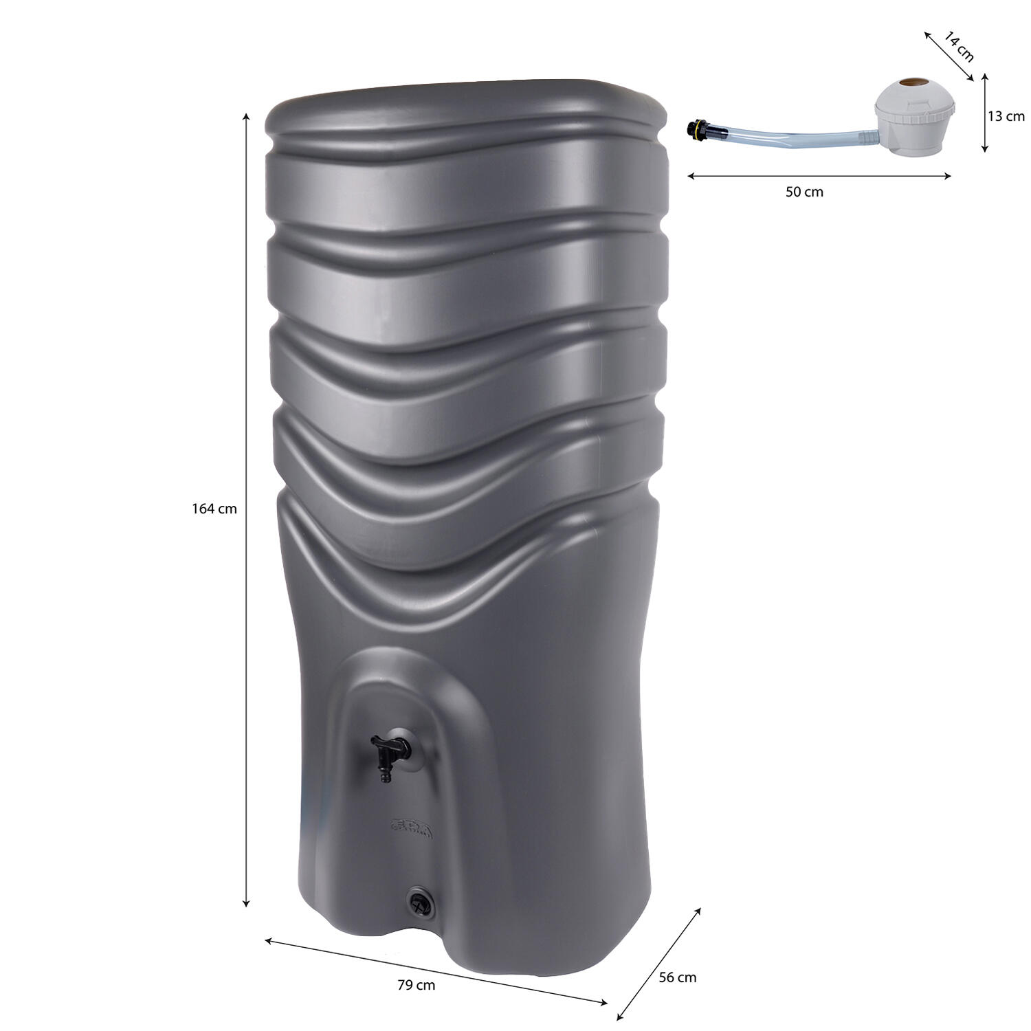 Récupérateur d'eau EDA rectangulaire anthracite, 550 l - 4