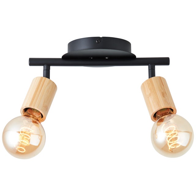 Plafonnier 2 spots métal et bois noir E27 TIFFANY  - BRILLIANT (99682/76)