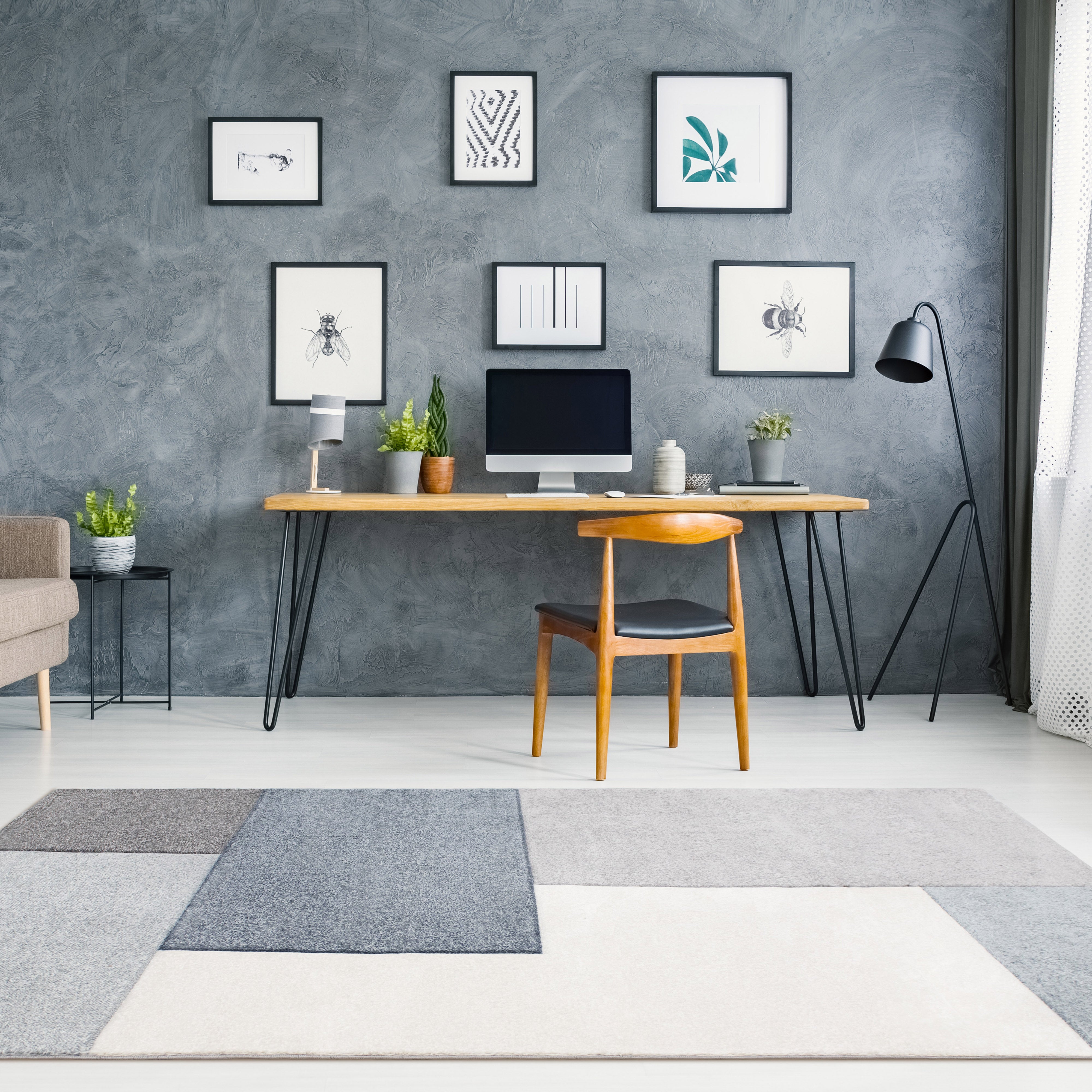 Tapis bleu rectangulaire, l.150 x L.200 cm Tetris - 2