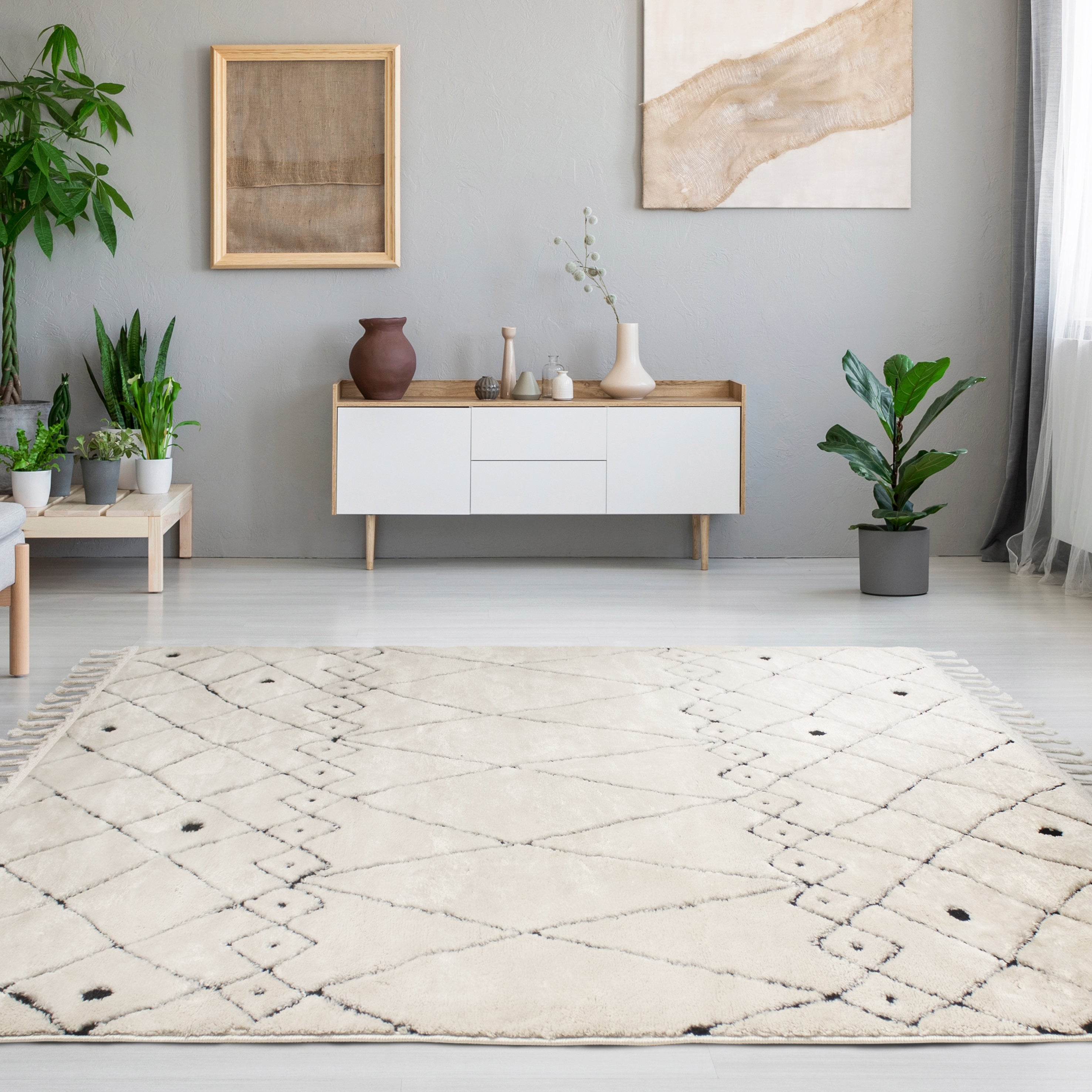 Tapis berbère blanc rectangulaire, l.150 x L.200 cm Sarouk - 2