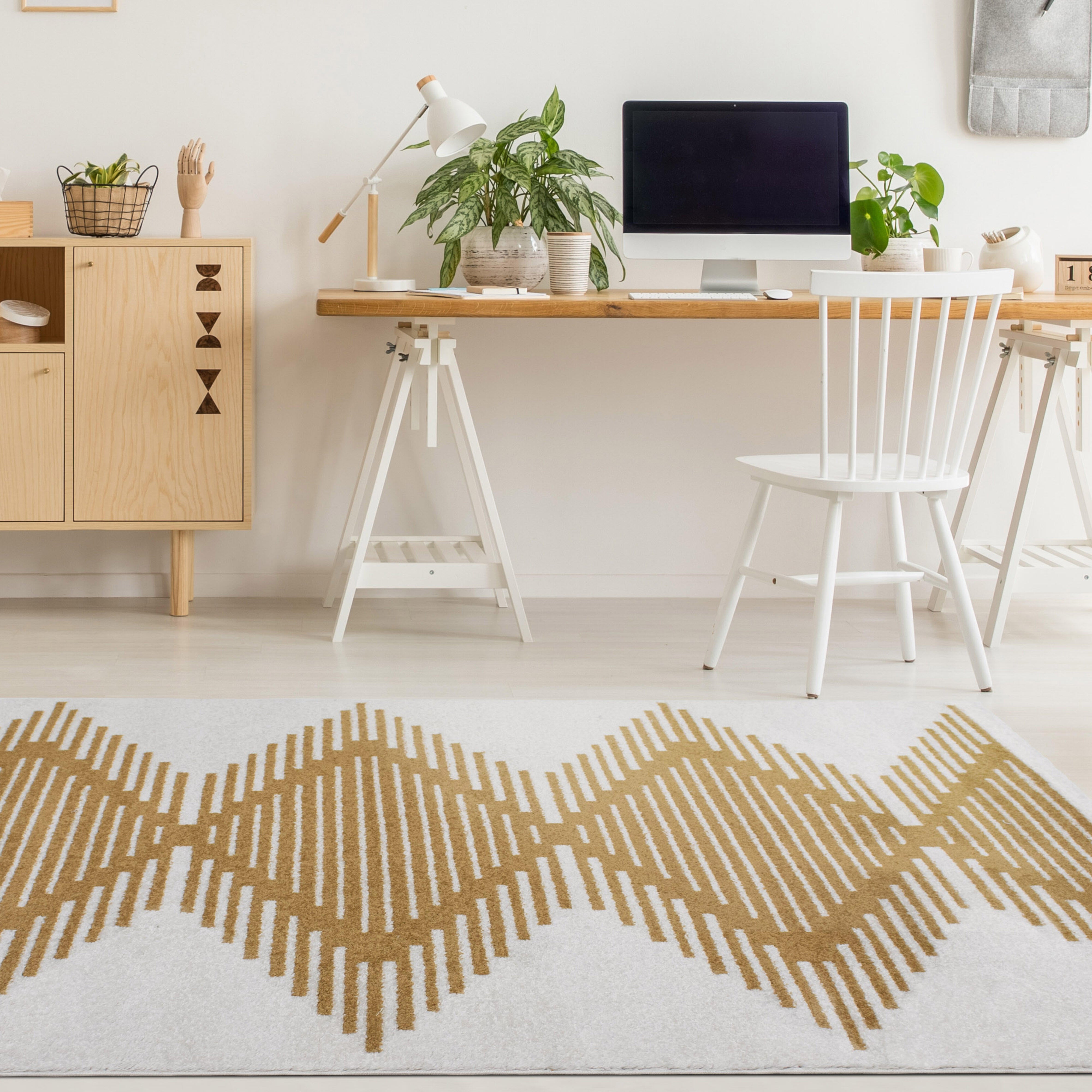 Tapis kilim contemporain jaune rectangulaire, l.150 x L.200 cm Kilim contemporai - 2