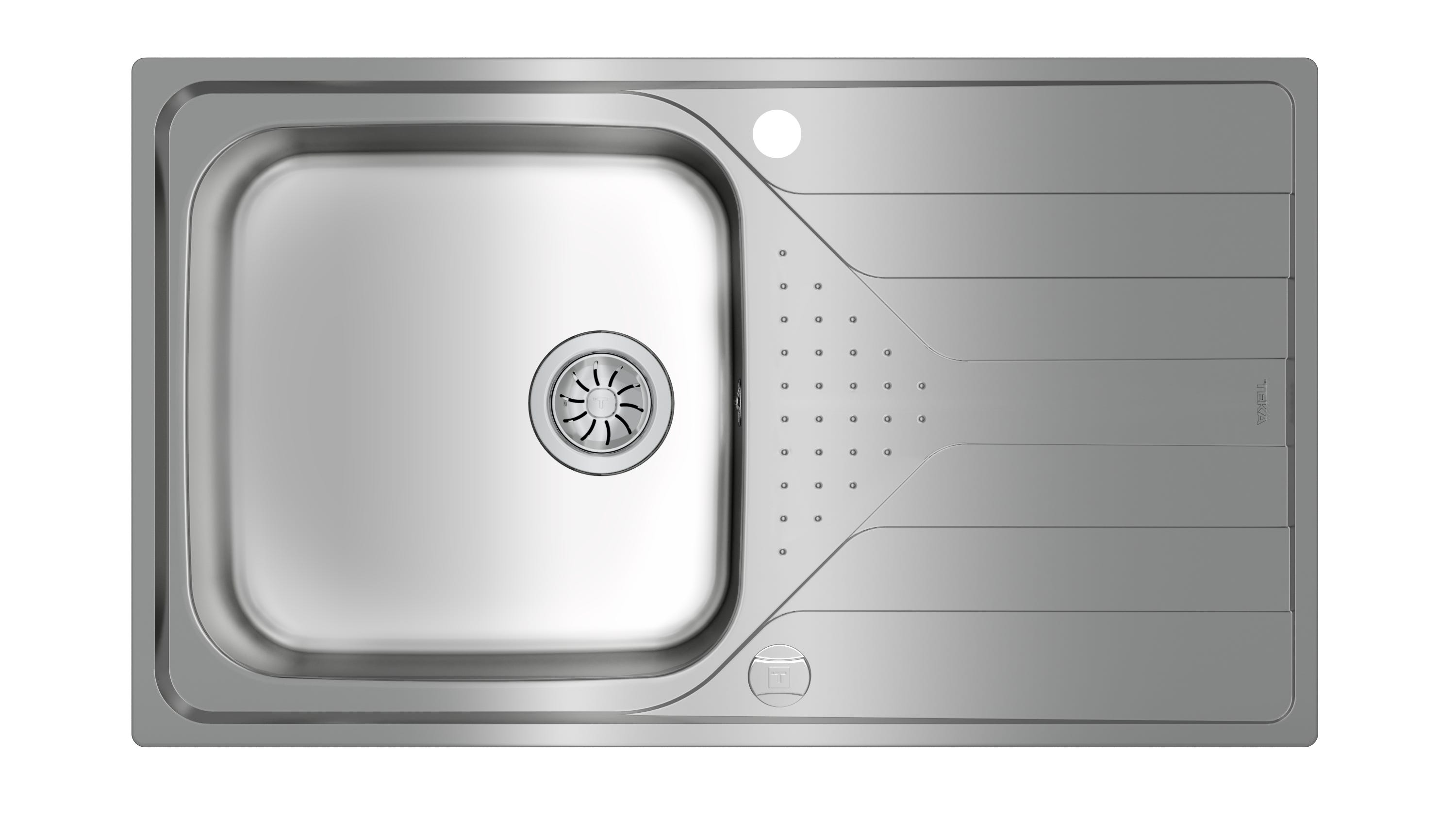 Evier à encastrer 1 grand bac Inox micro-structuré UNIVERSELLE Gris ...