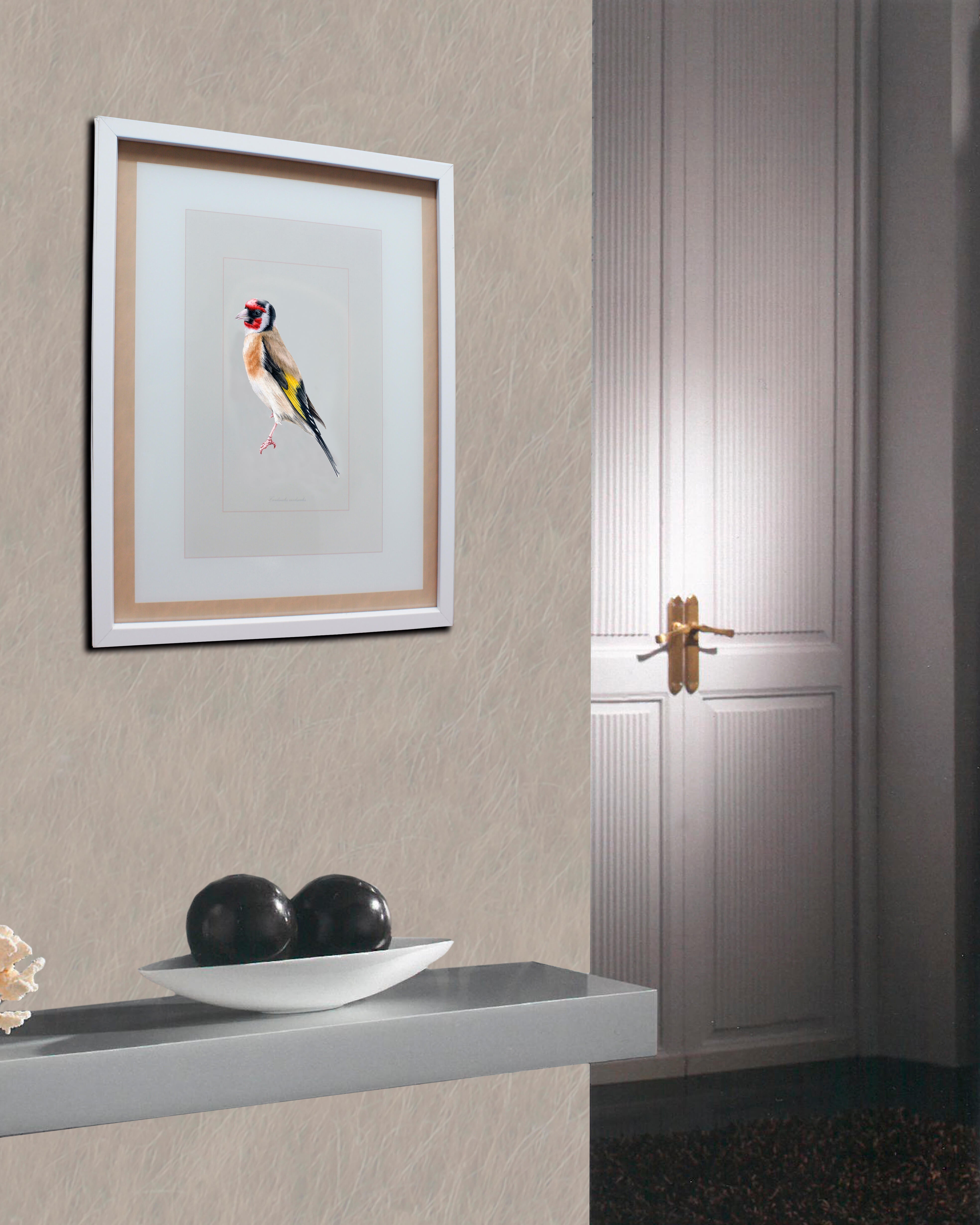 Cuadro pájaro ocre 30 cm x 40 cm