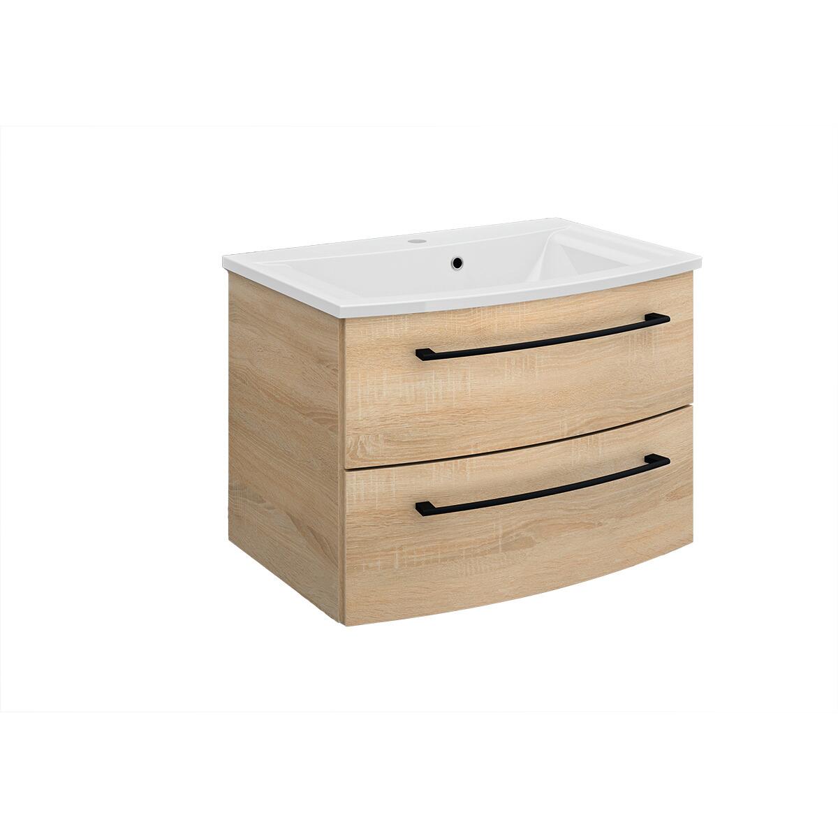 MOB-IN Ensemble Meuble Vasque EDISSON 70cm + Vasque DIEGO + Miroir SORRENTO - Style Industriel Moderne