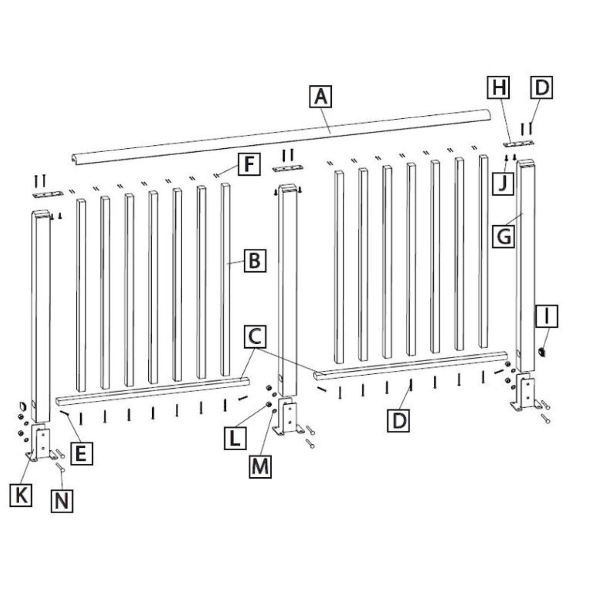 Balaustra in kit BURGER Fir in legno naturale, corrimano in abete, L 207 cm fissaggio a pavimento - 12